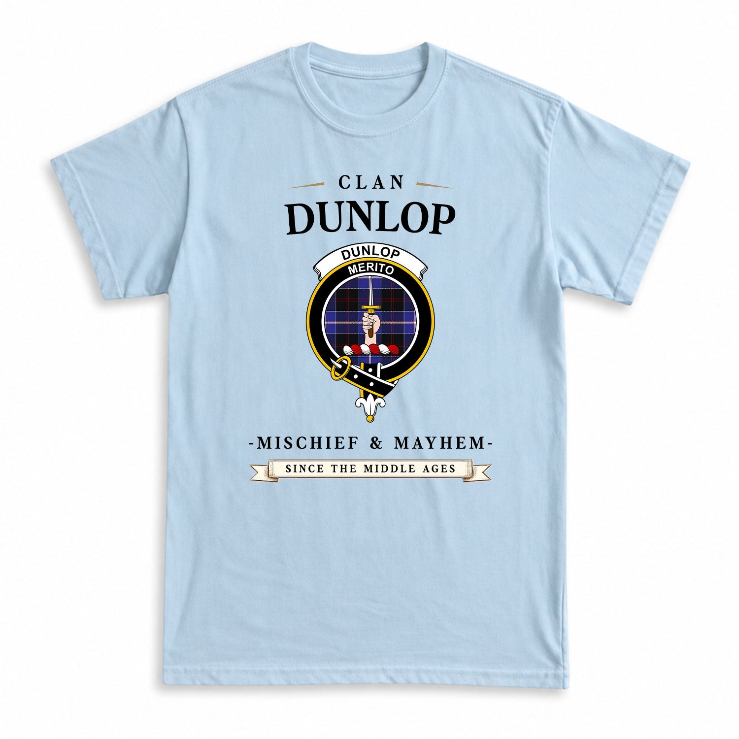Dunlop Modern Tartan Crest Mischief and Mayhem T-shirt