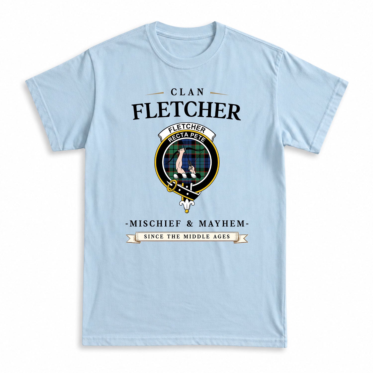 Fletcher Ancient Tartan Crest Mischief and Mayhem T-shirt