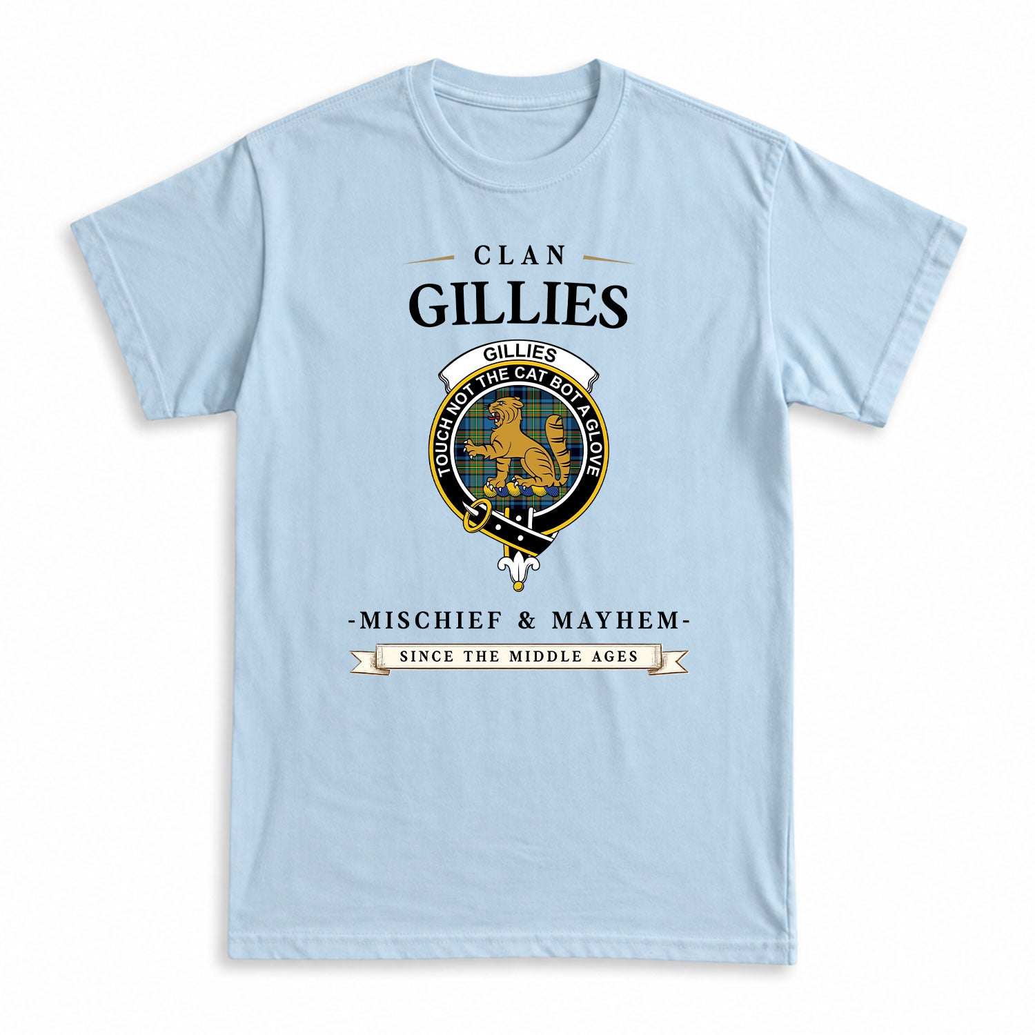 Gillies Ancient Tartan Crest Mischief and Mayhem T-shirt