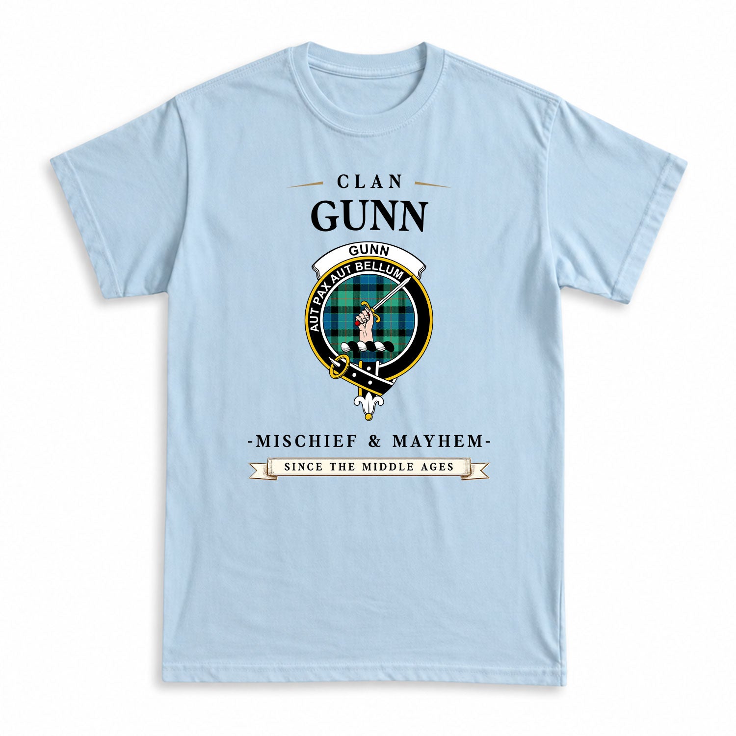 Gunn Ancient Tartan Crest Mischief and Mayhem T-shirt
