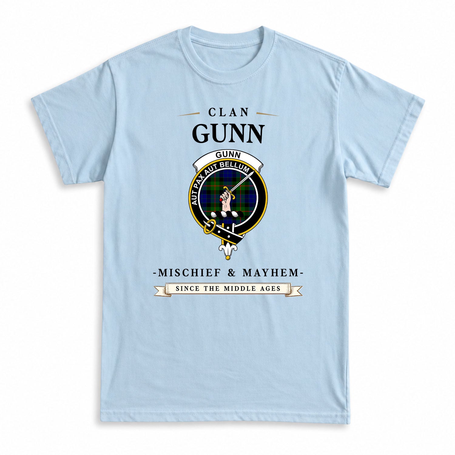 Gunn Modern Tartan Crest Mischief and Mayhem T-shirt