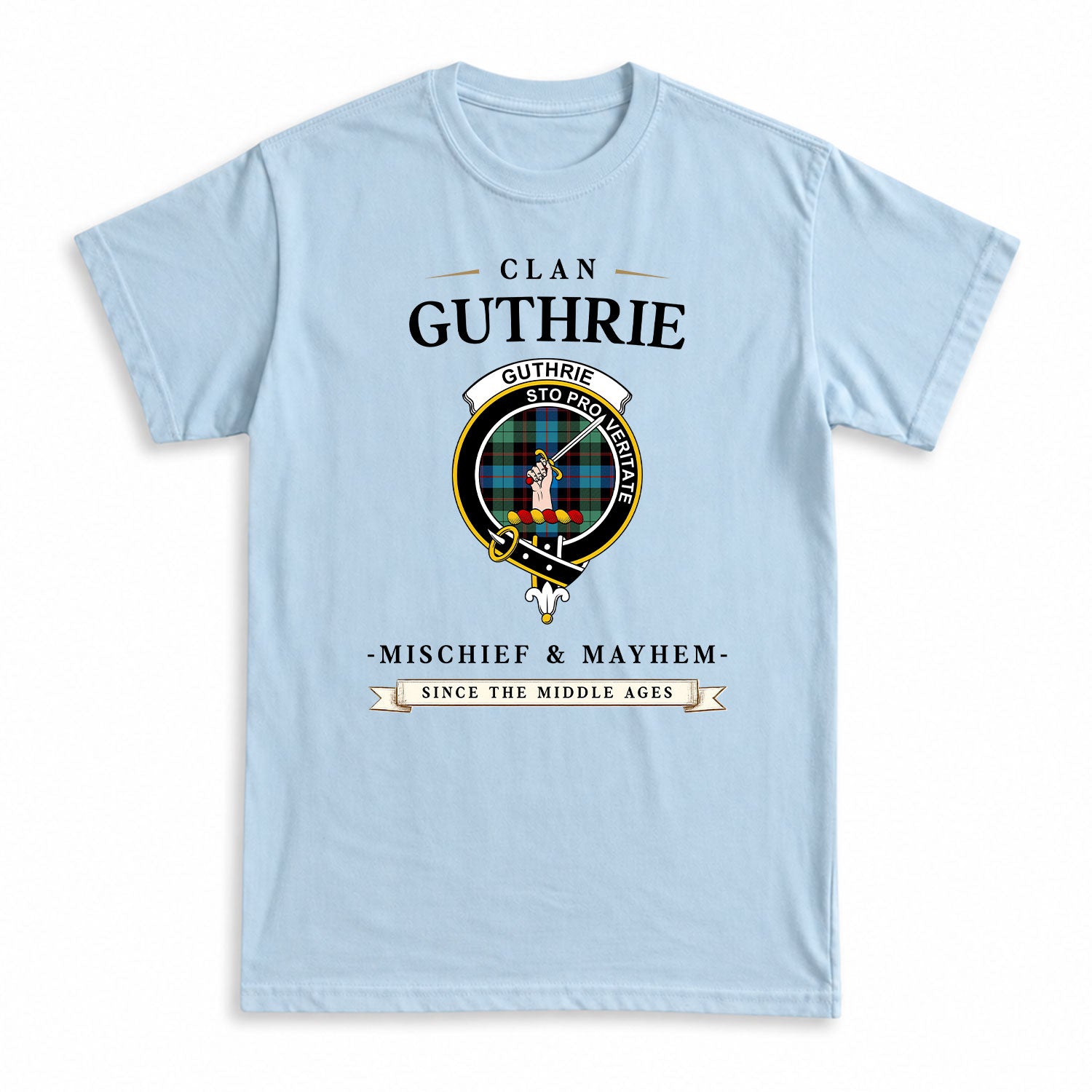 Guthrie Ancient Tartan Crest Mischief and Mayhem T-shirt