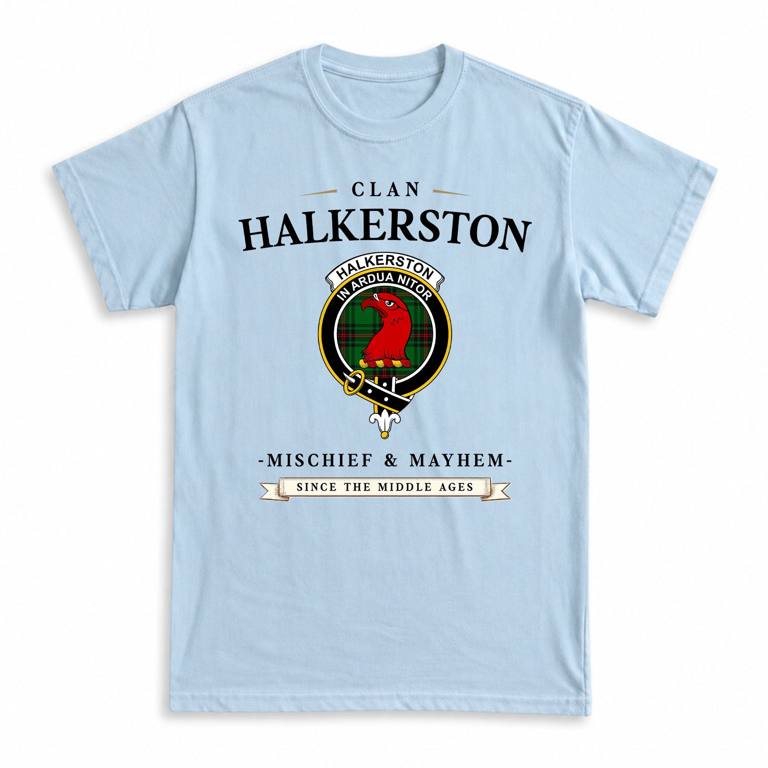 Halkerston Tartan Crest Mischief and Mayhem T-shirt