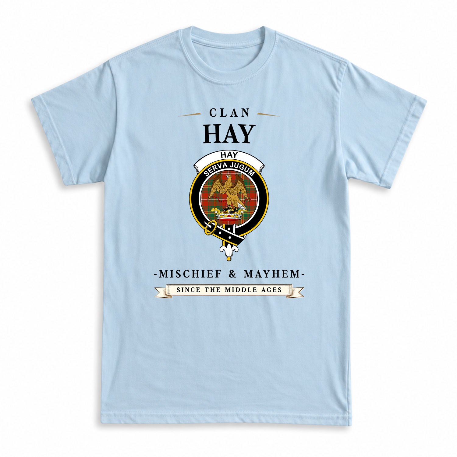 Hay Ancient Tartan Crest Mischief and Mayhem T-shirt