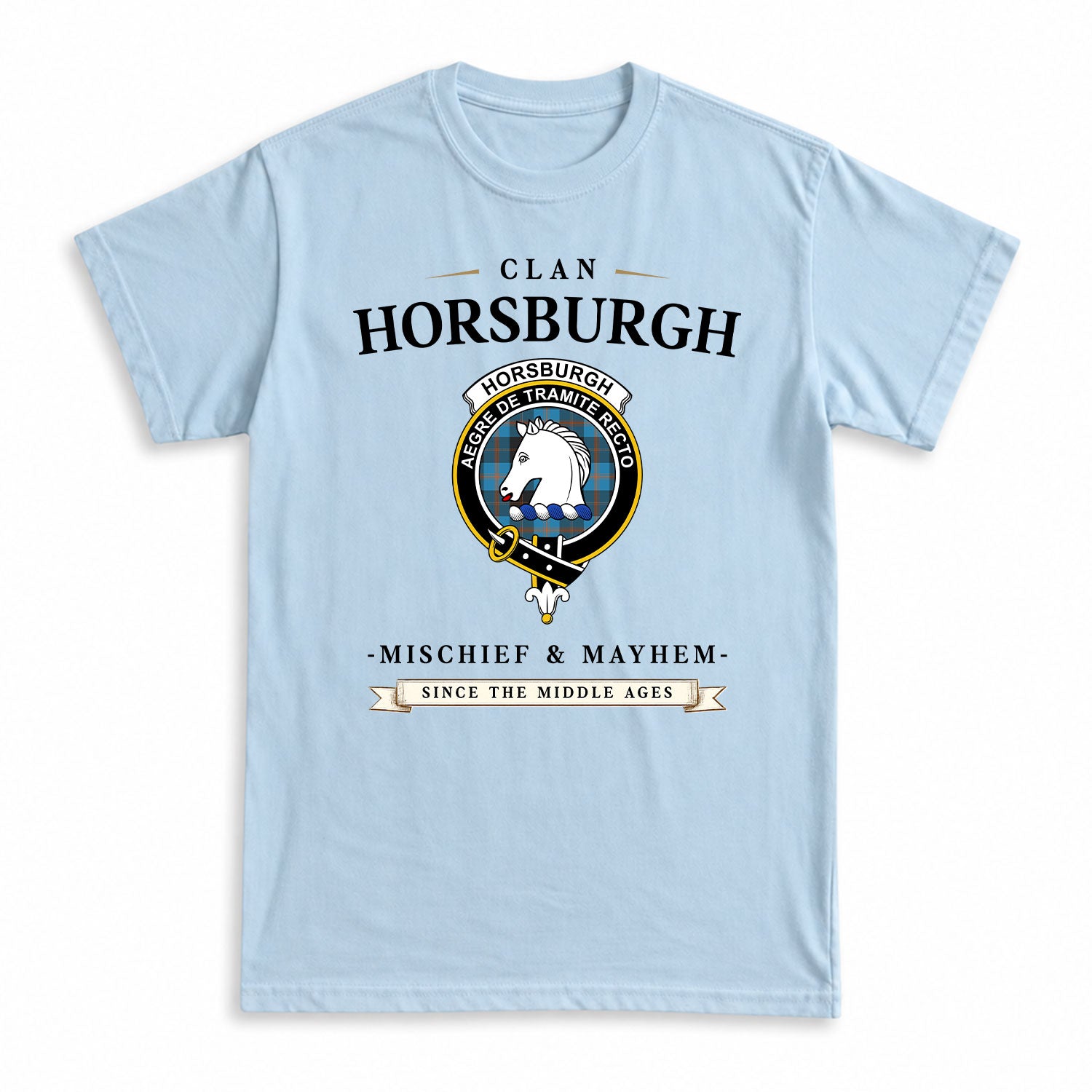 Horsburgh Tartan Crest Mischief and Mayhem T-shirt
