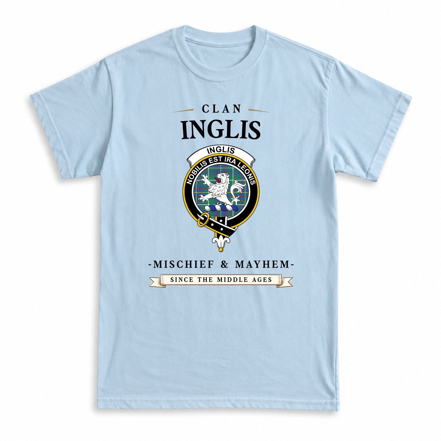 Inglis Ancient Tartan Crest Mischief and Mayhem T-shirt