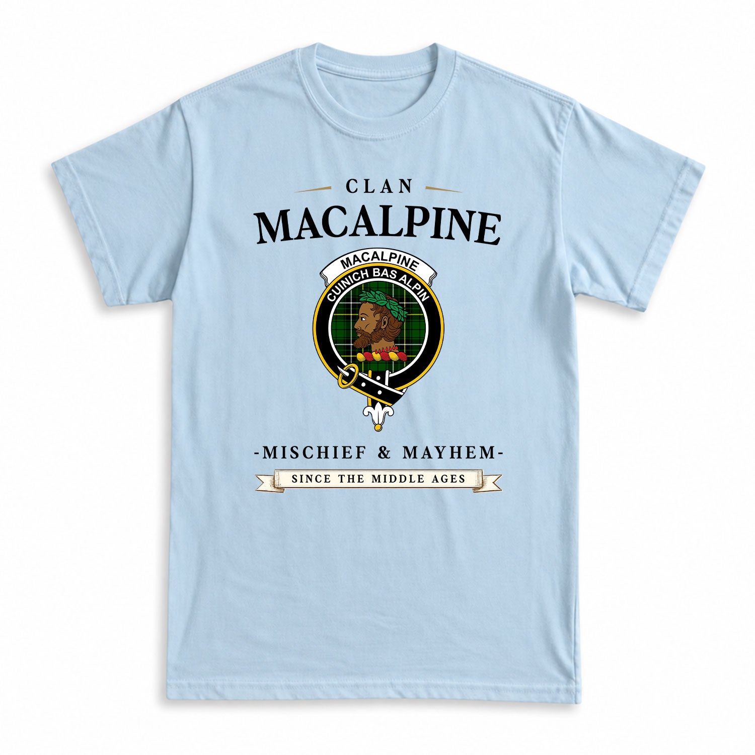 MacAlpine Modern Tartan Crest Mischief and Mayhem T-shirt