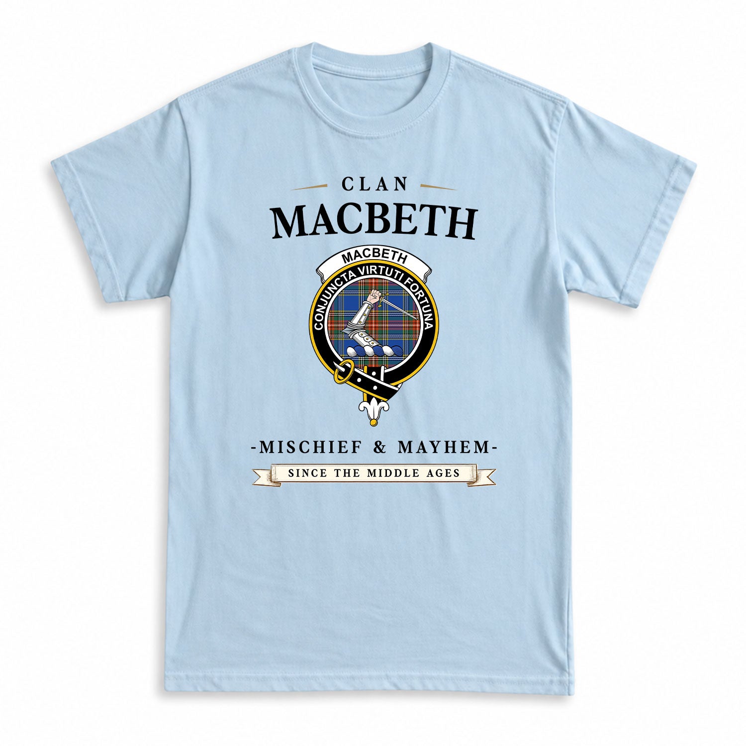 MacBeth Ancient Tartan Crest Mischief and Mayhem T-shirt