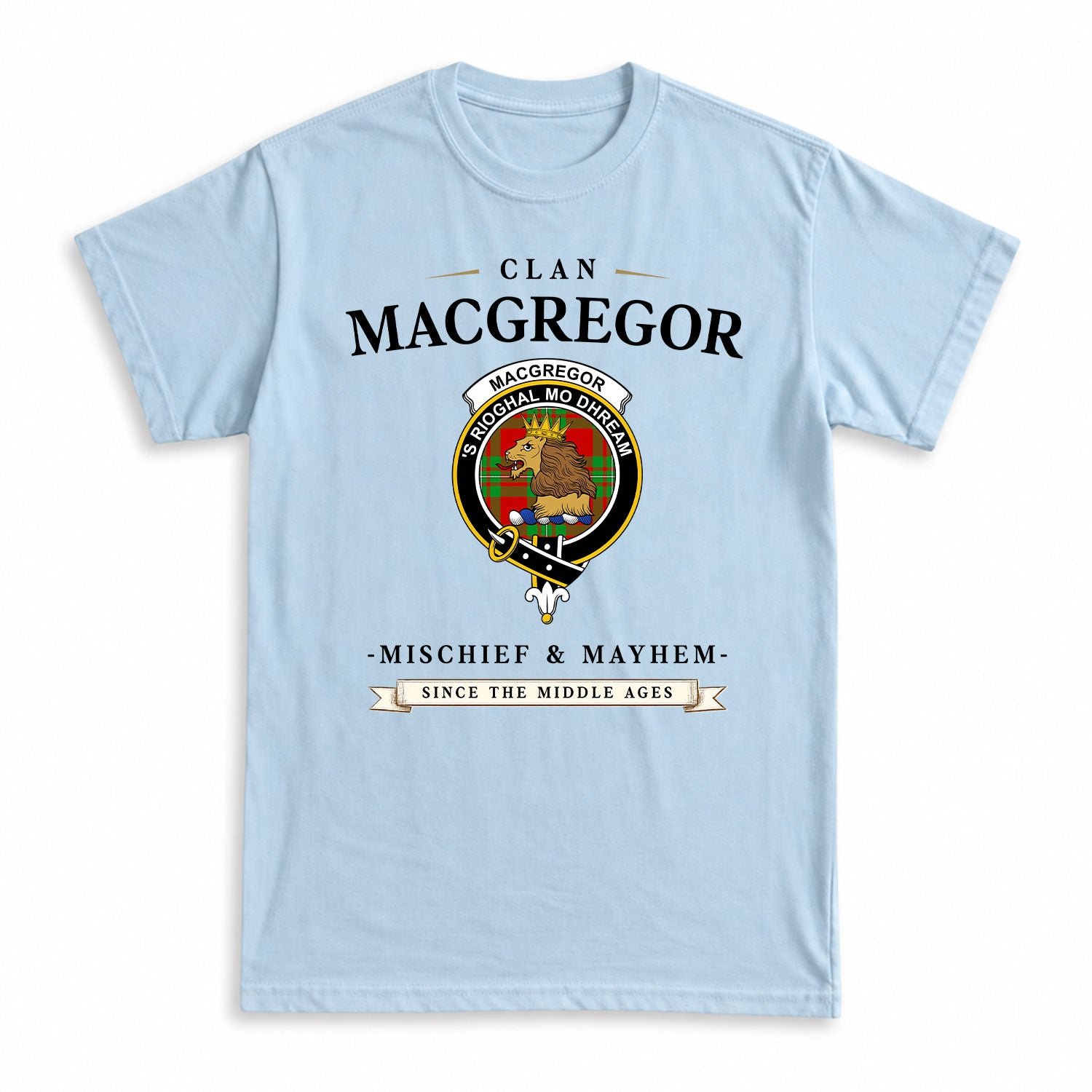 MacGregor Modern Tartan Crest Mischief and Mayhem T-shirt