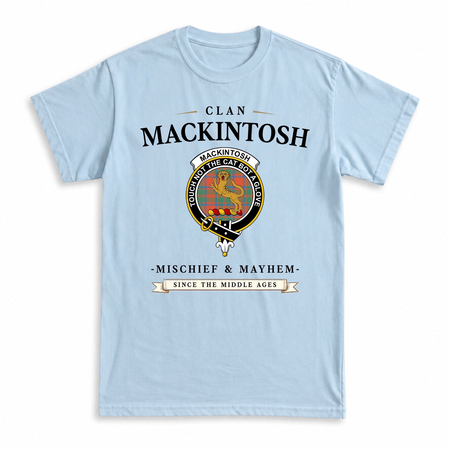 MacKintosh Ancient Tartan Crest Mischief and Mayhem T-shirt