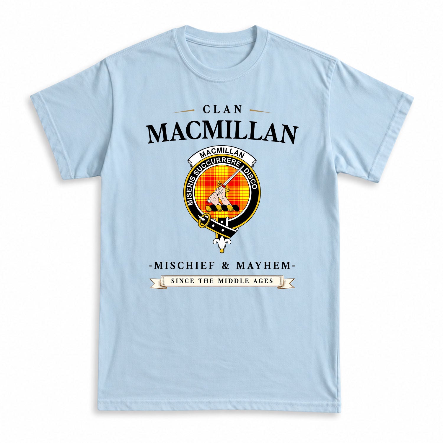 MacMillan Clan Tartan Crest Mischief and Mayhem T-shirt