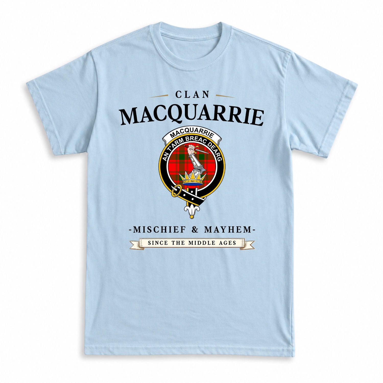 MacQuarrie Tartan Crest Mischief and Mayhem T-shirt