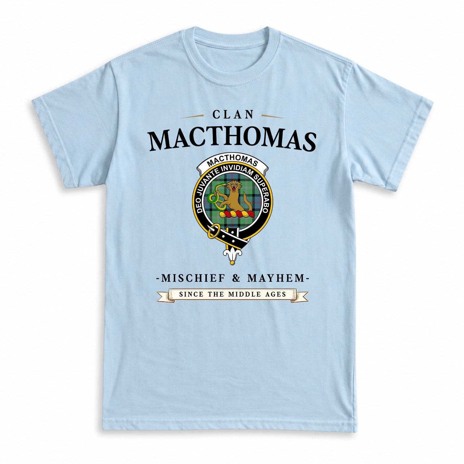 MacThomas Ancient Tartan Crest Mischief and Mayhem T-shirt