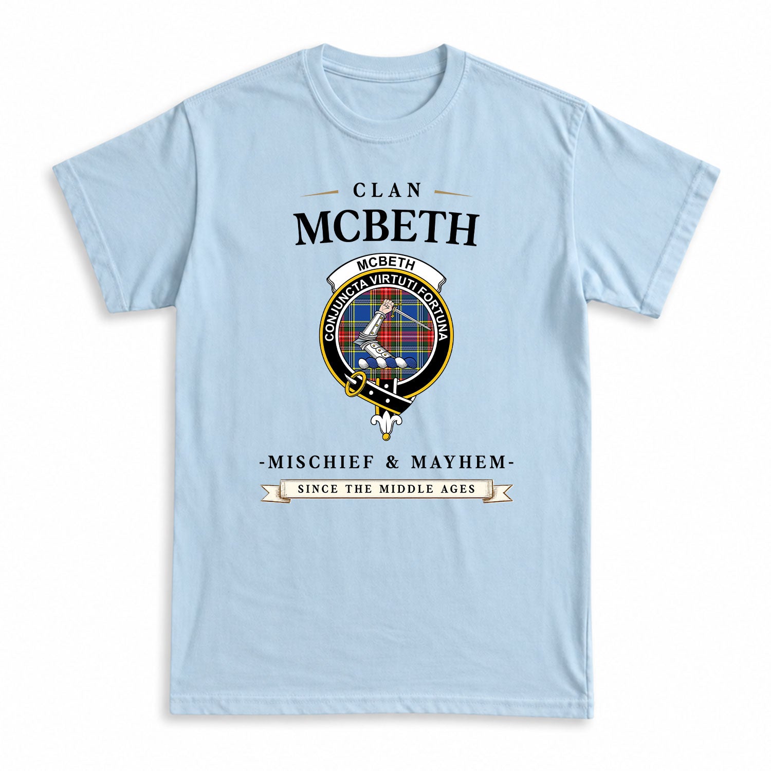 McBeth Modern Tartan Crest Mischief and Mayhem T-shirt