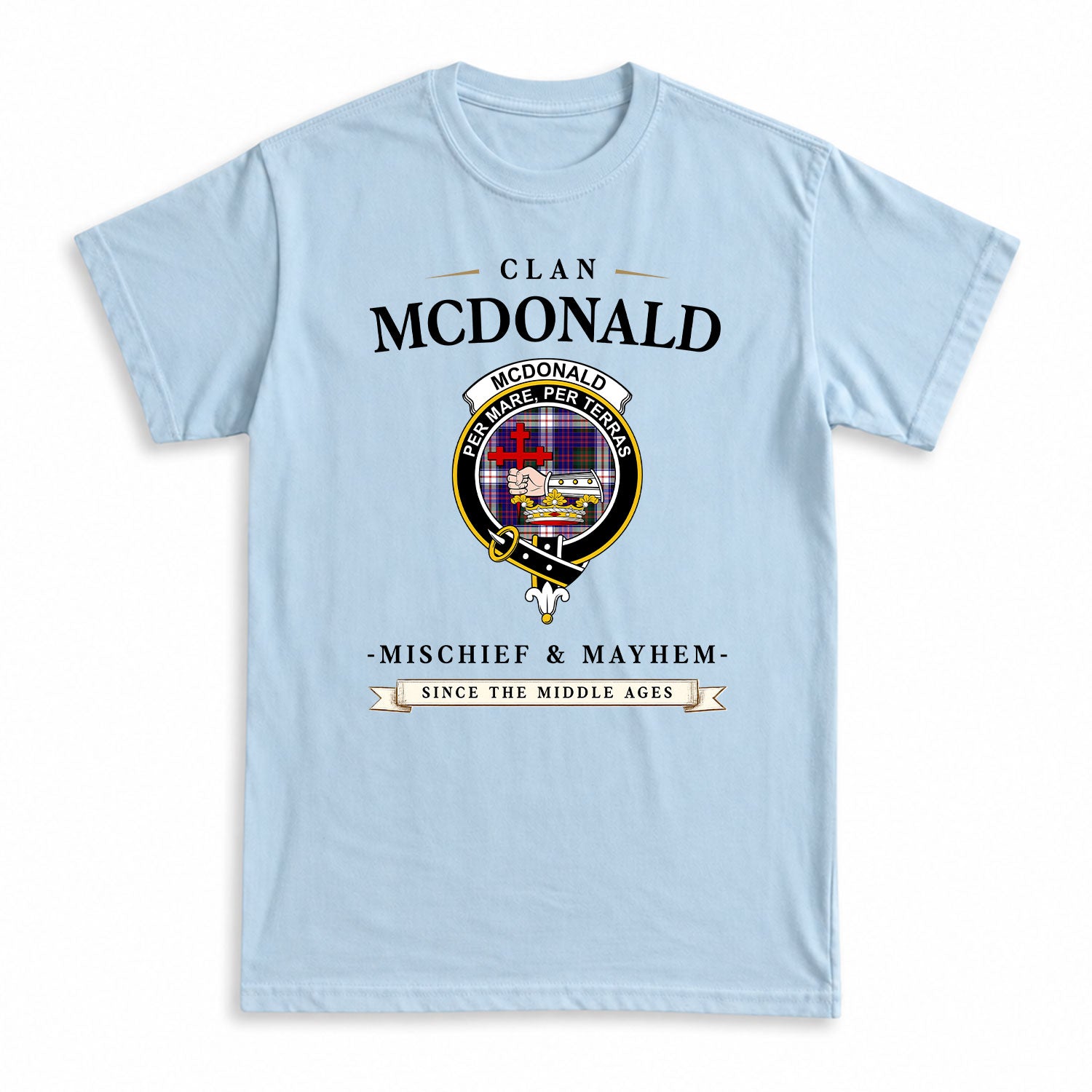 McDonald Dress Modern Tartan Crest Mischief and Mayhem T-shirt