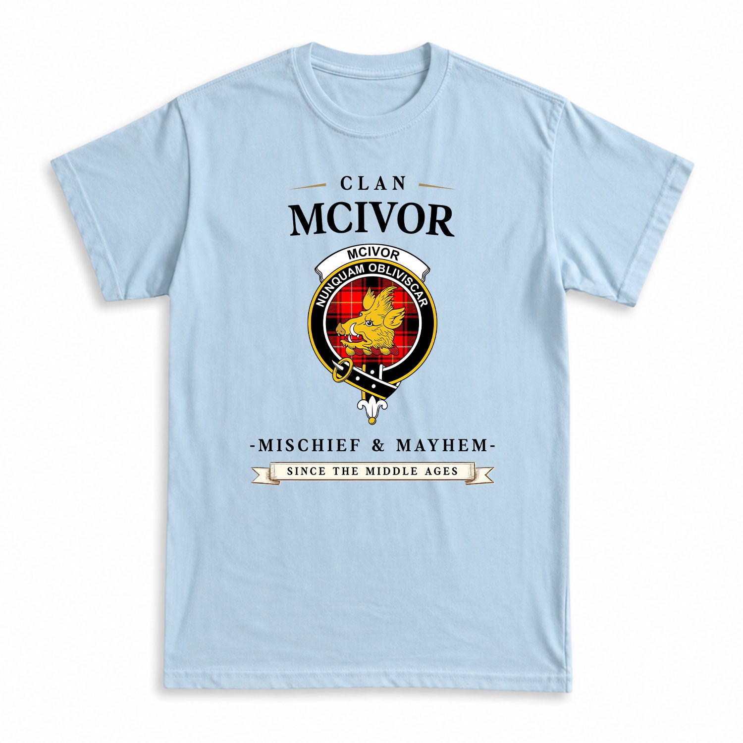 McIvor Tartan Crest Mischief and Mayhem T-shirt