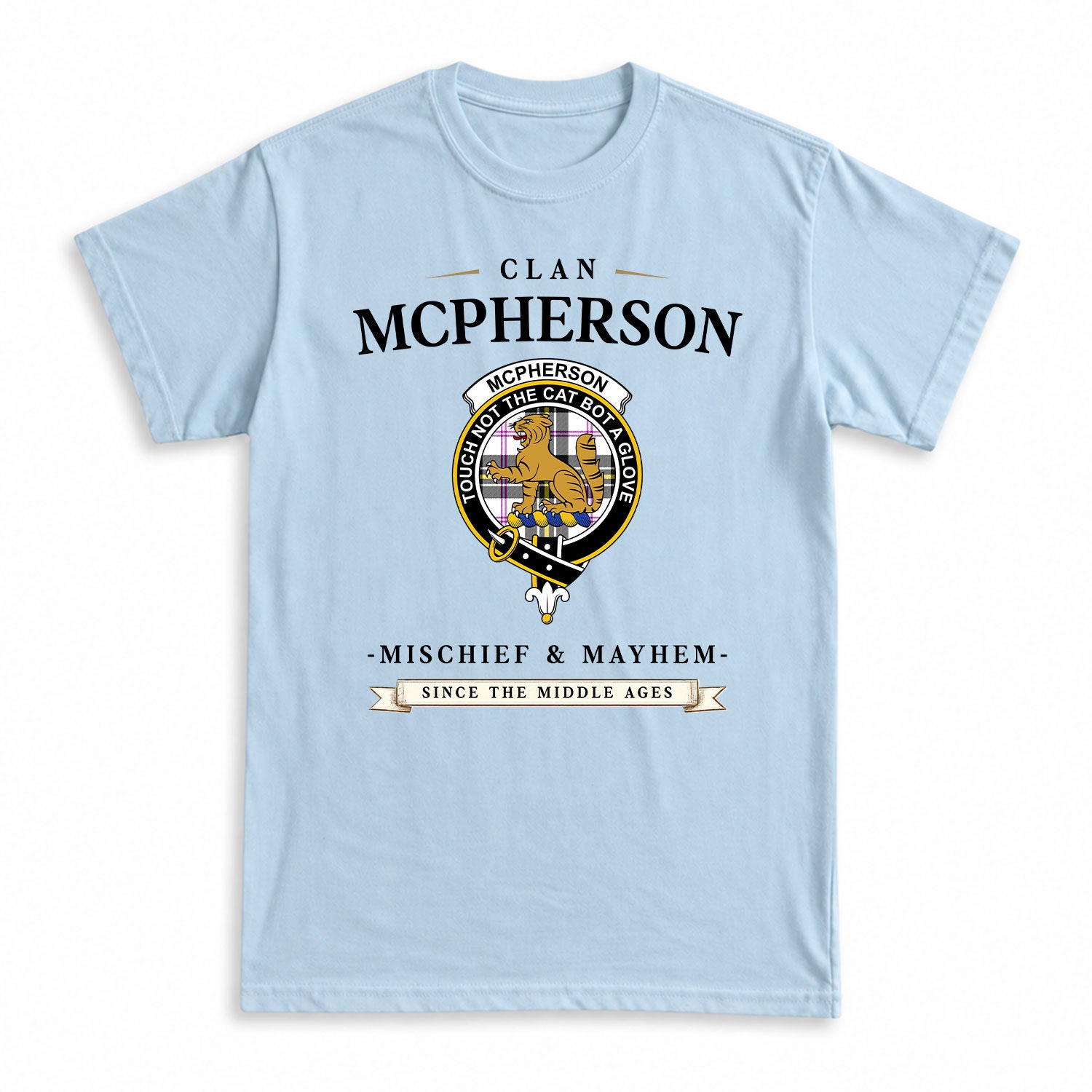 McPherson Dress Modern Tartan Crest Mischief and Mayhem T-shirt