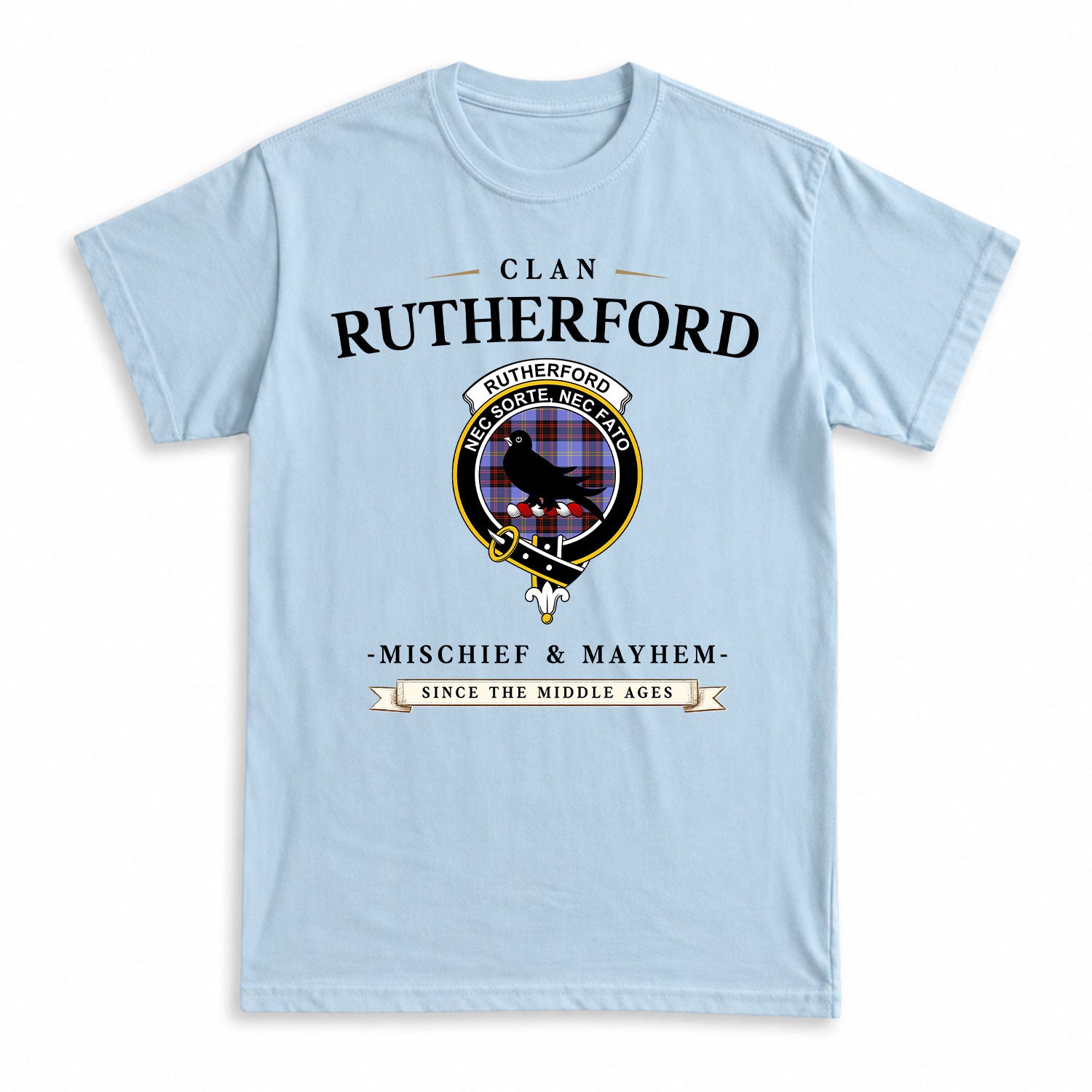 Rutherford Tartan Crest Mischief and Mayhem T-shirt