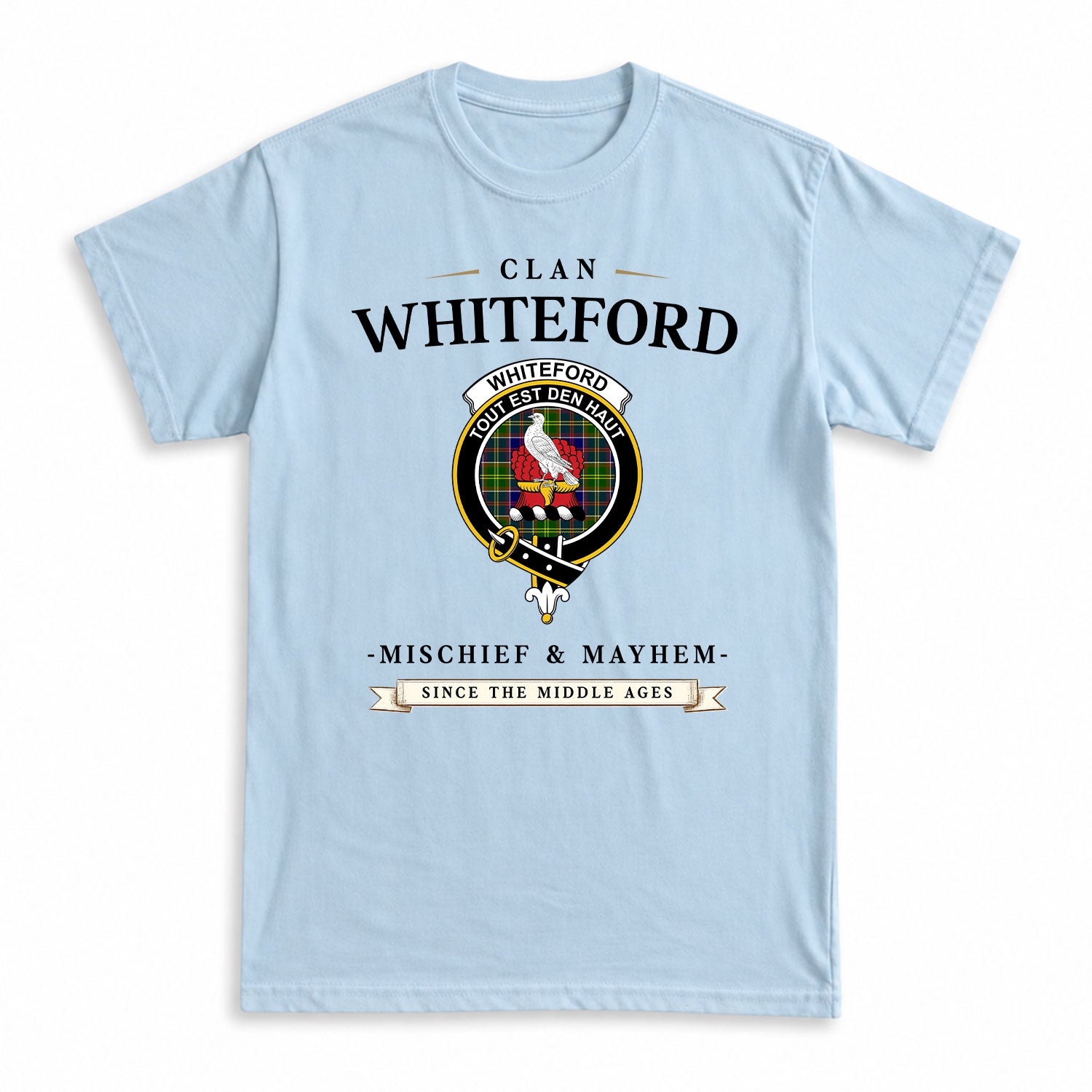 Whiteford Tartan Crest Mischief and Mayhem T-shirt