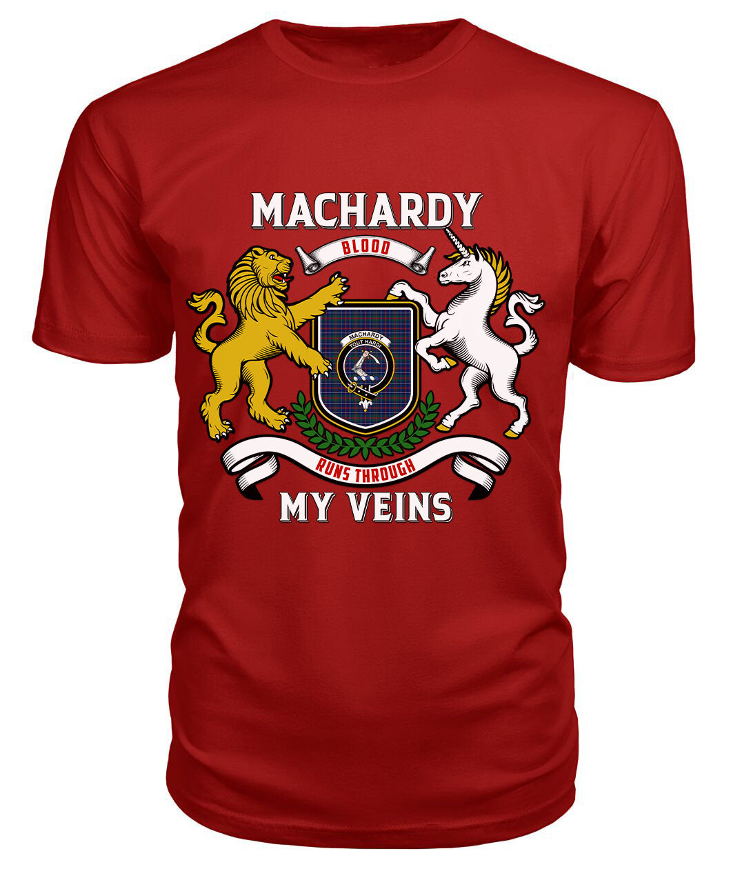 MacHardy Modern Tartan Crest 2D T-shirt - Blood Runs Through My Veins Style