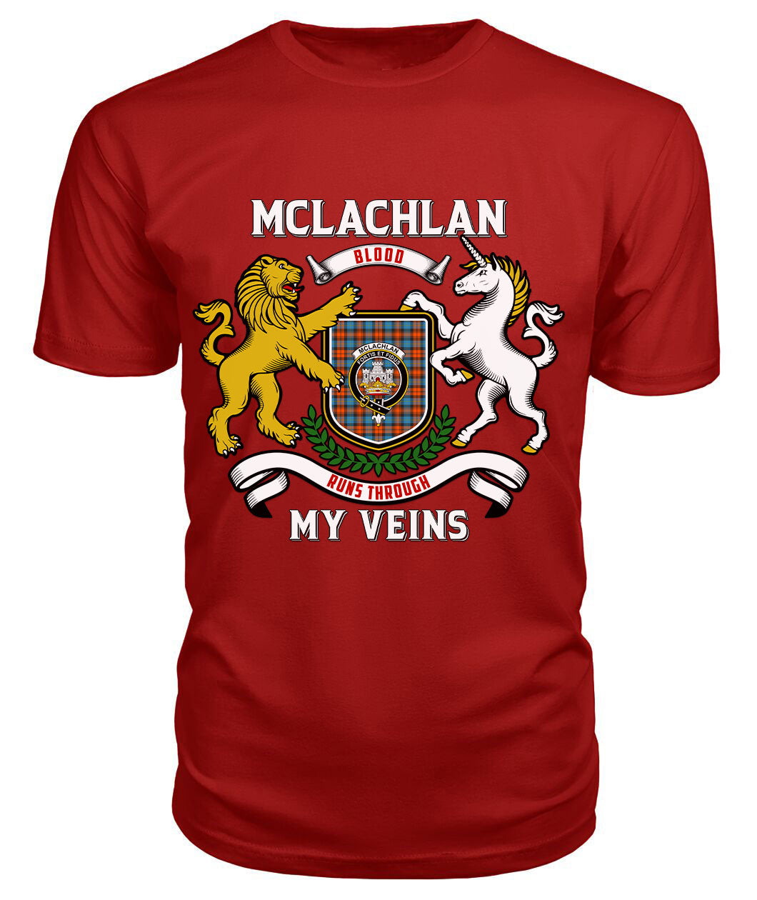 McLachlan Ancient Tartan Crest 2D T-shirt - Blood Runs Through My Veins Style