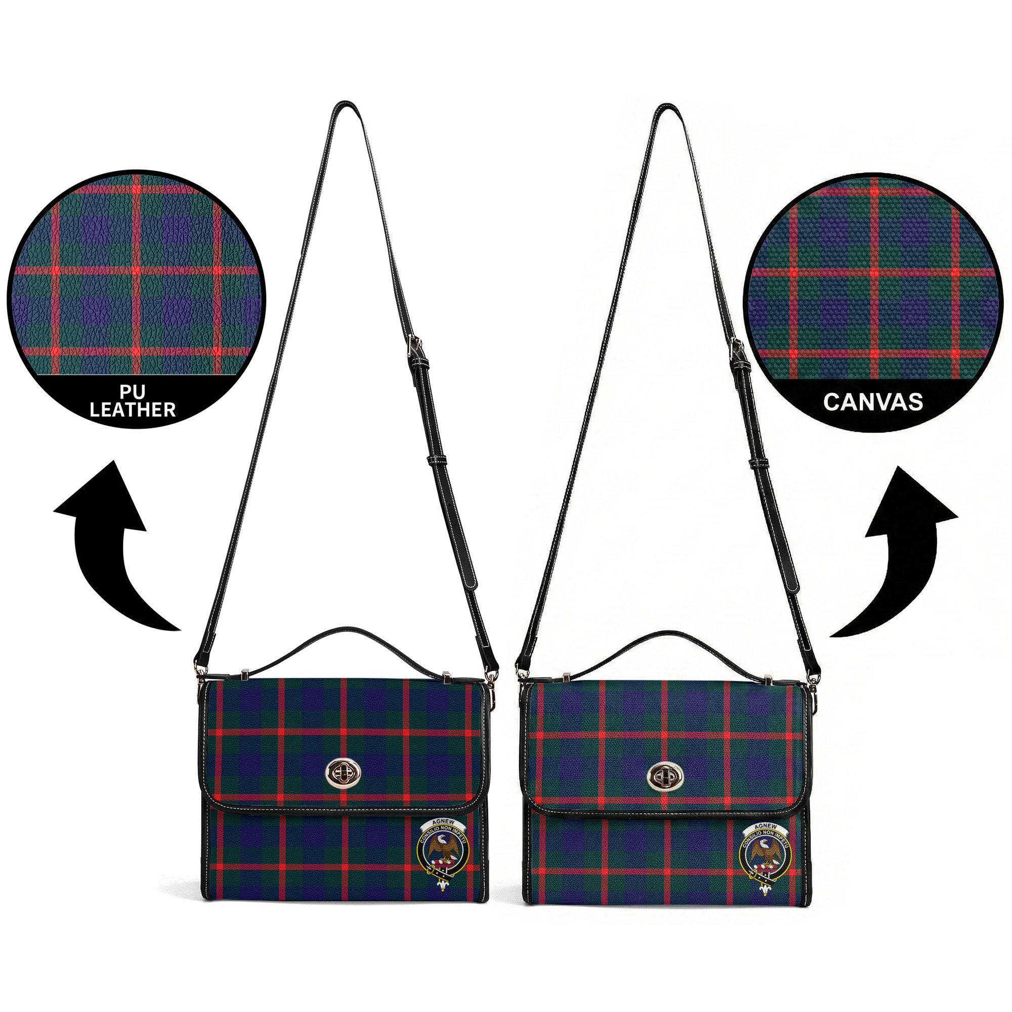 Agnew Modern Tartan Crest Satchel Bag
