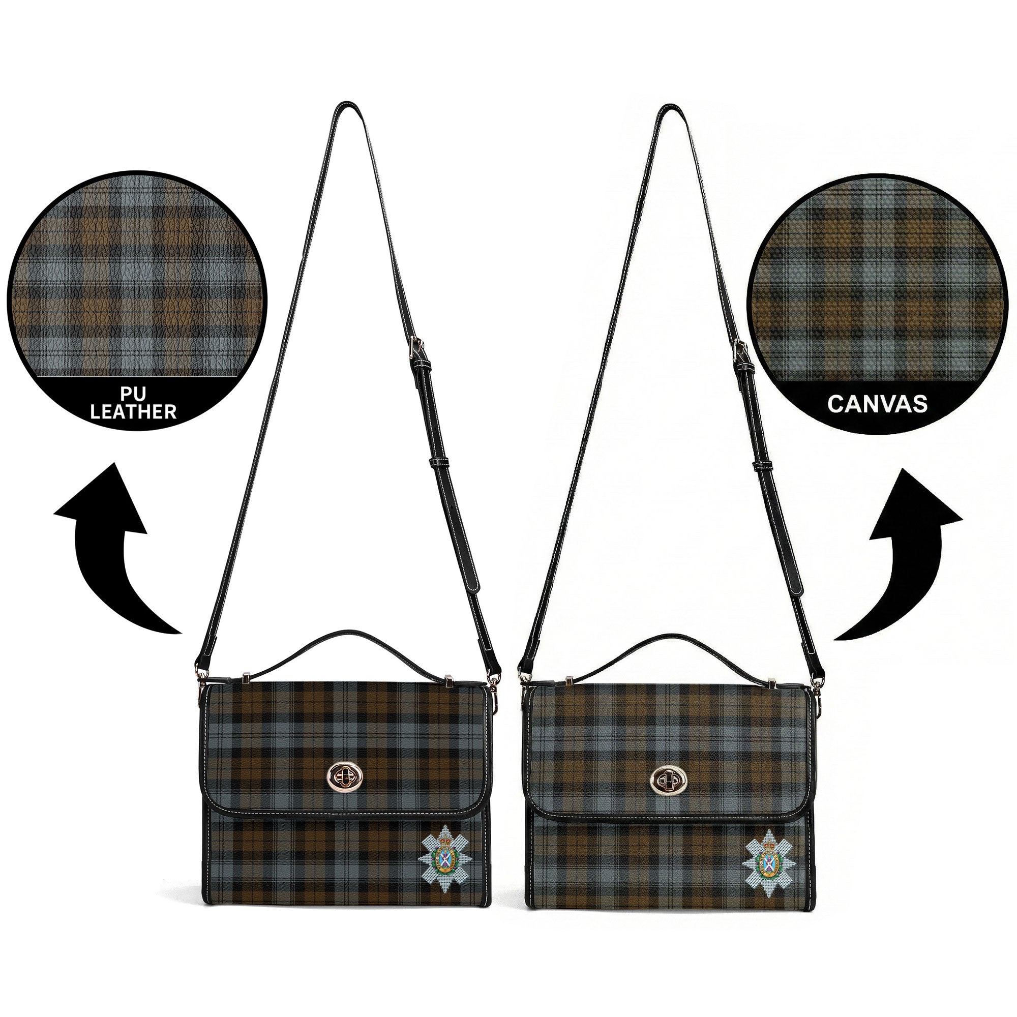 Black Watch Weathered Tartan Crest Satchel Bag