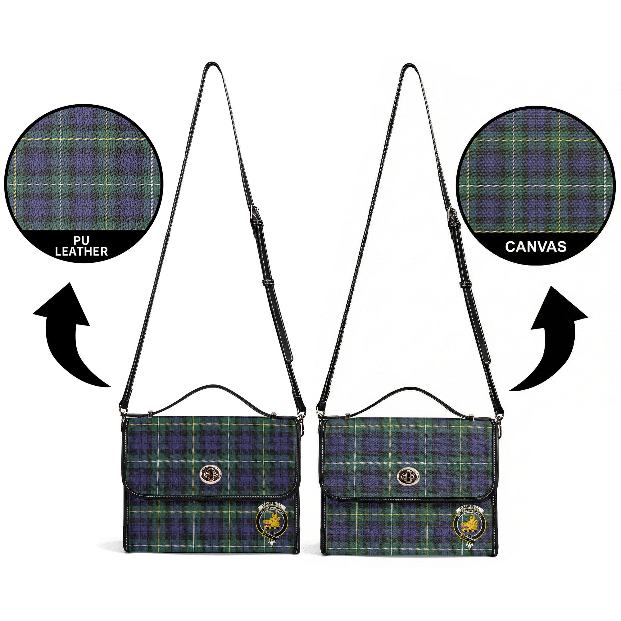 Campbell Argyll Modern Tartan Crest Satchel Bag