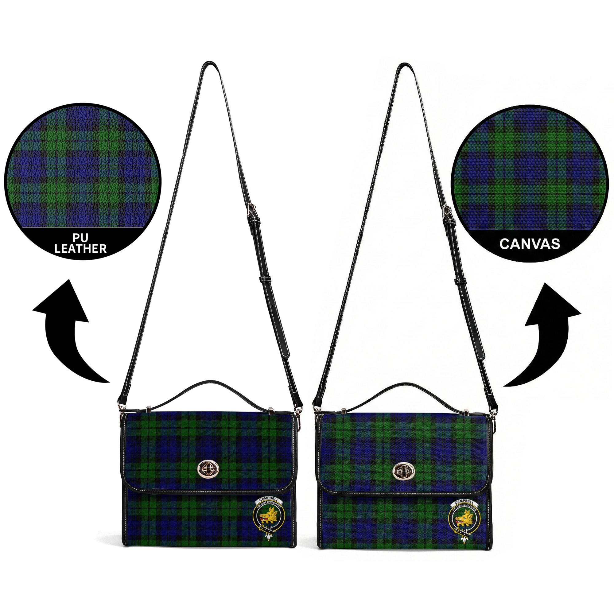 Campbell Modern Tartan Crest Satchel Bag