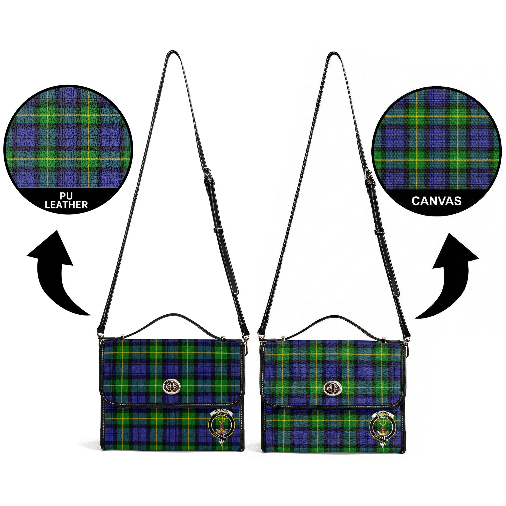 Gordon Modern Tartan Crest Satchel Bag