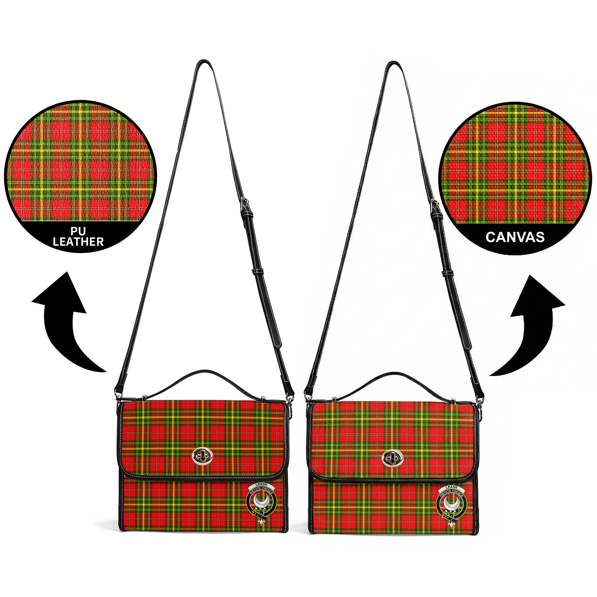 Leask Tartan Crest Satchel Bag