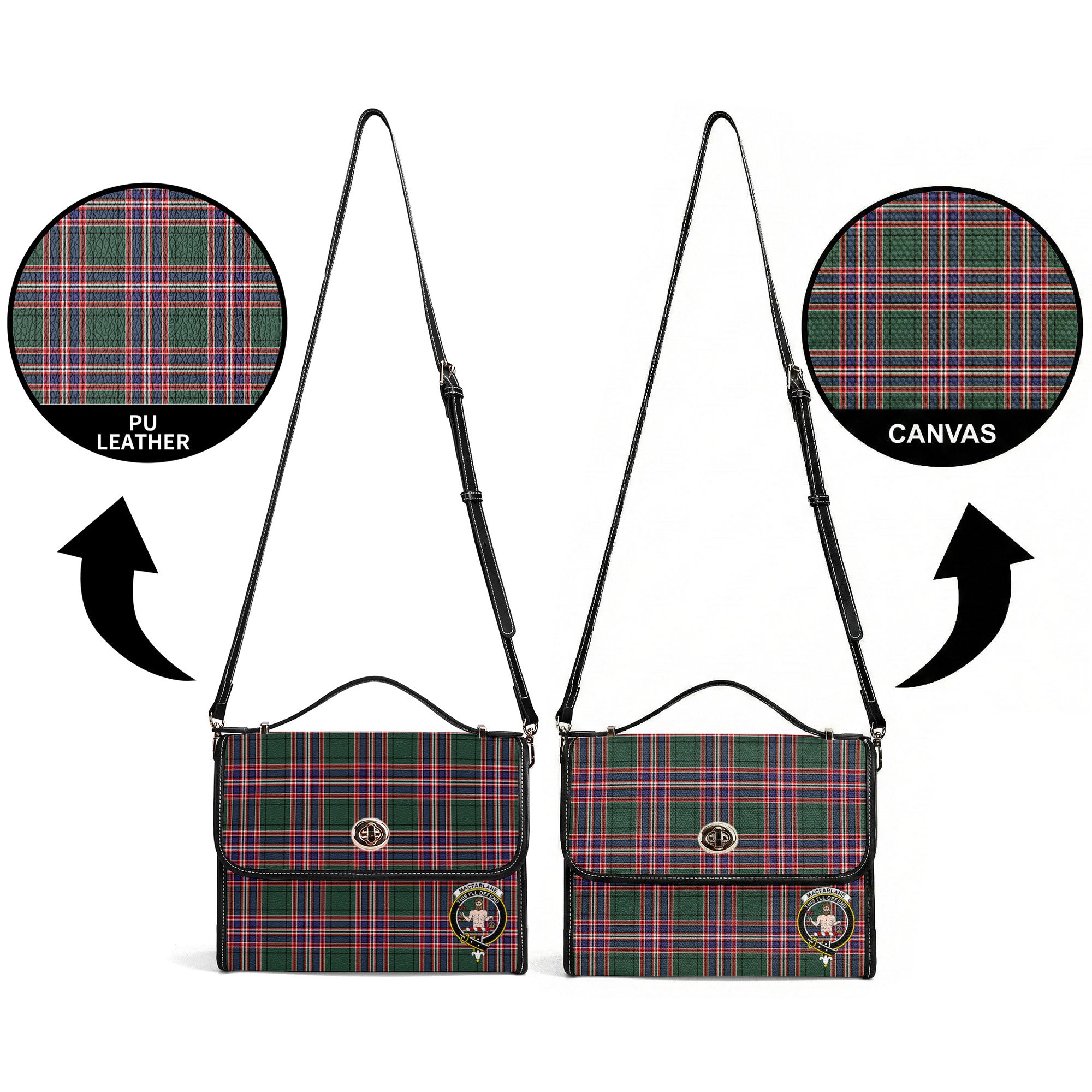 MacFarlane Hunting Modern Tartan Crest Satchel Bag