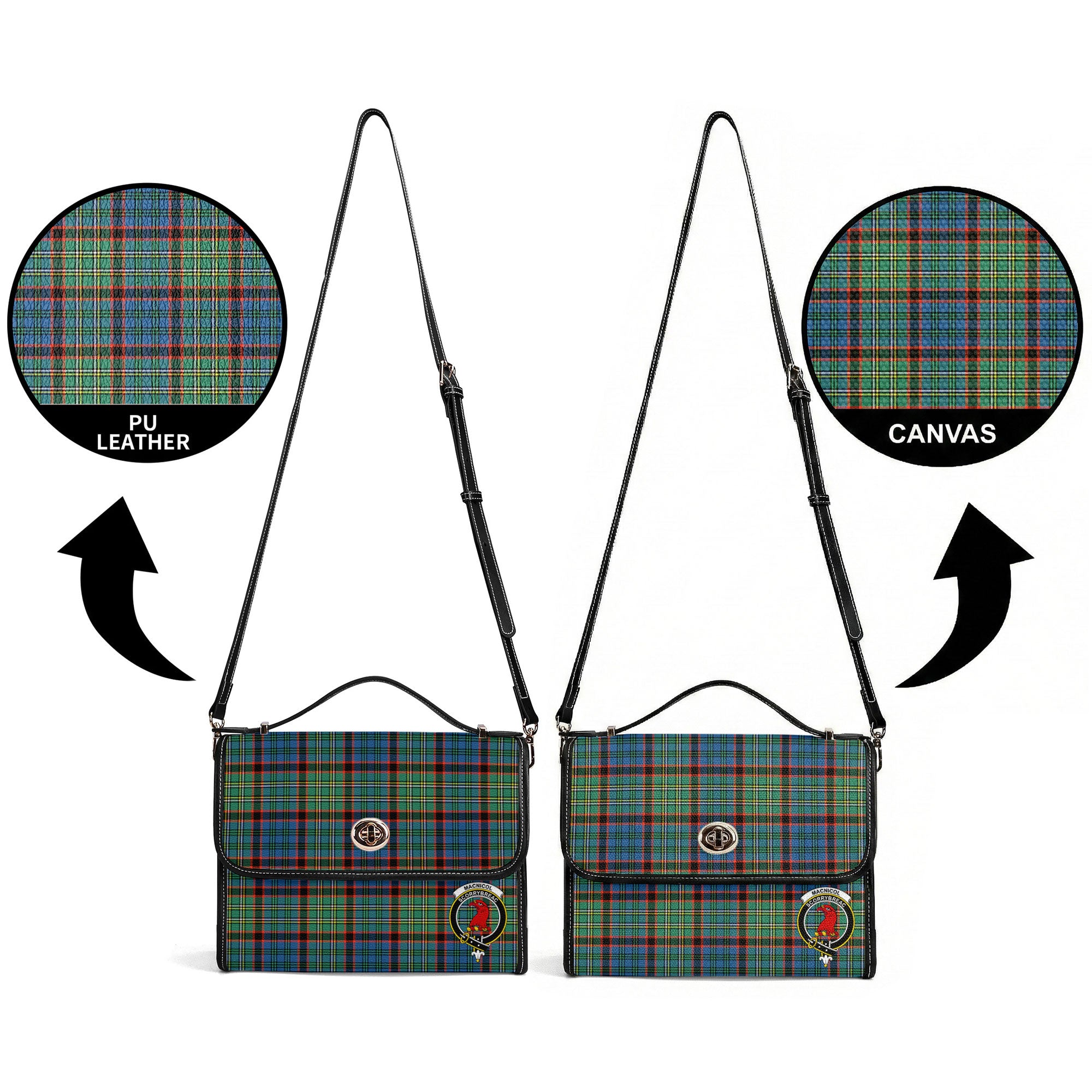 MacNicol Hunting Ancient Tartan Crest Satchel Bag