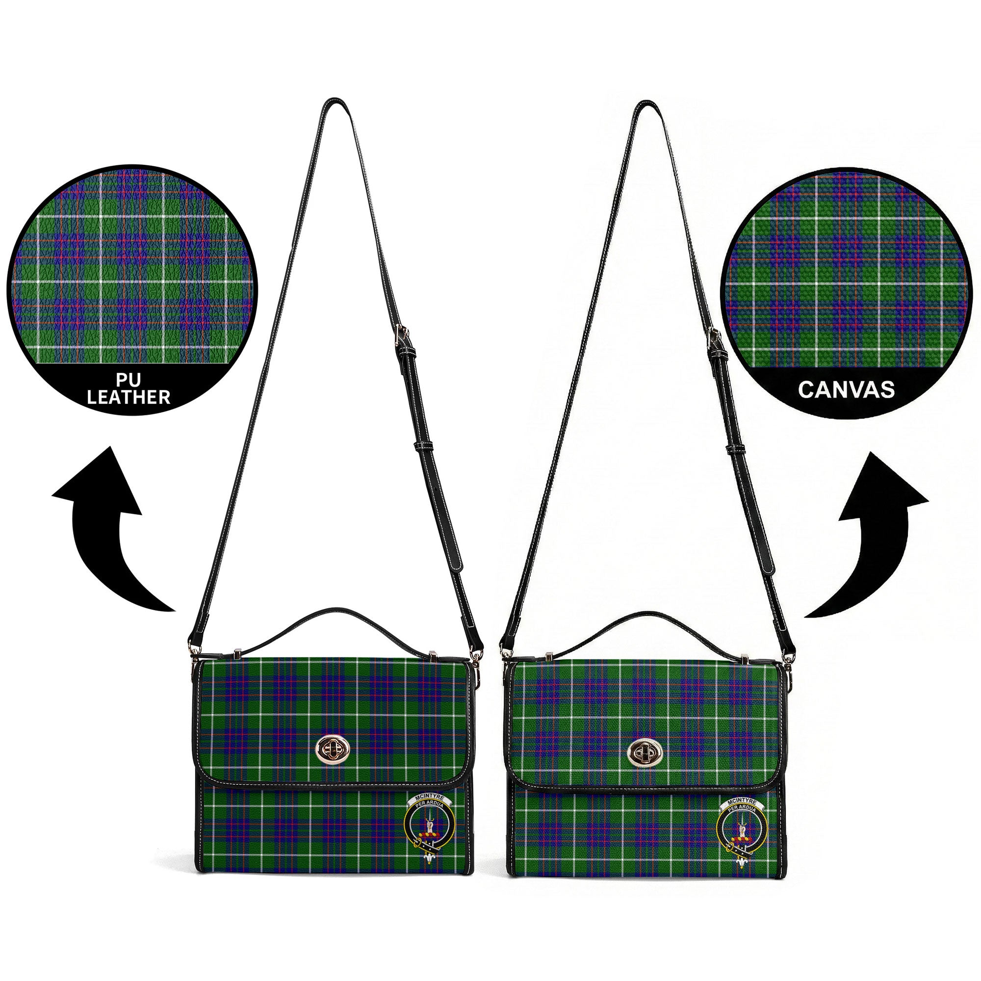McIntyre Hunting Modern Tartan Crest Satchel Bag
