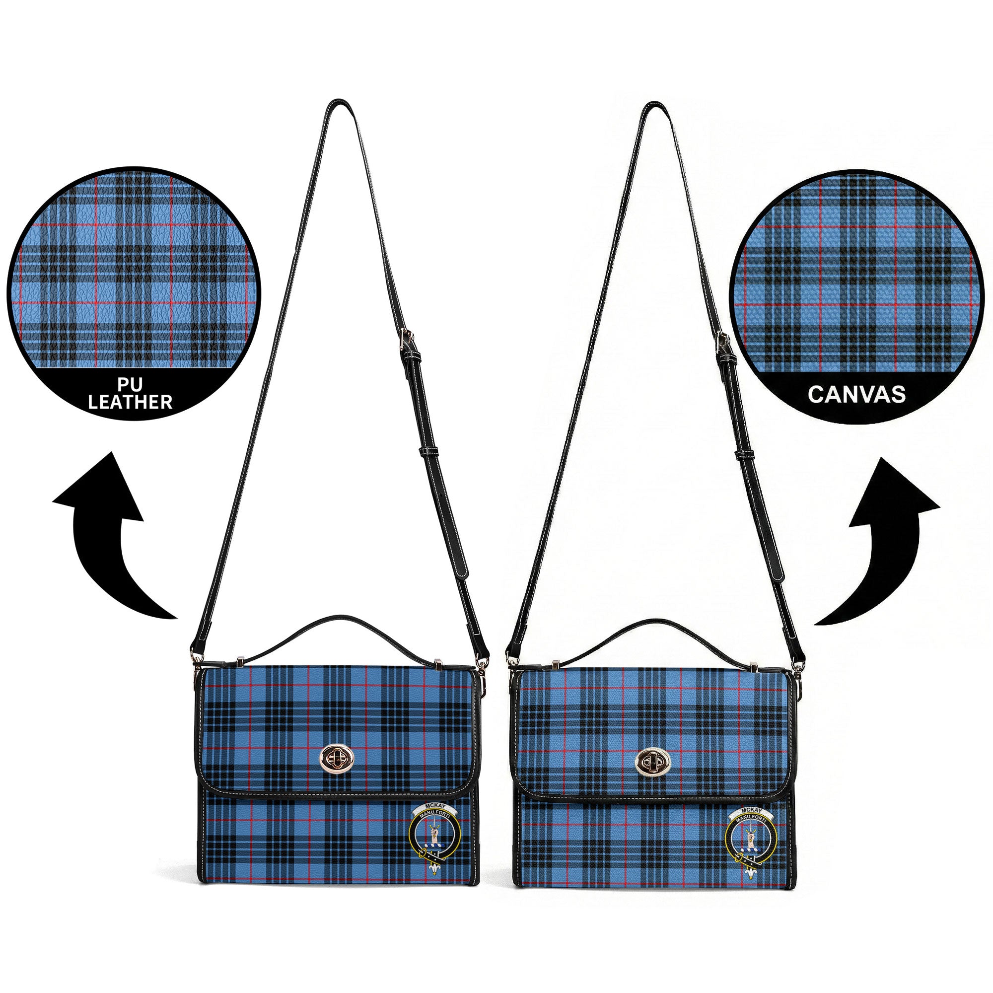 McKay Blue Tartan Crest Satchel Bag