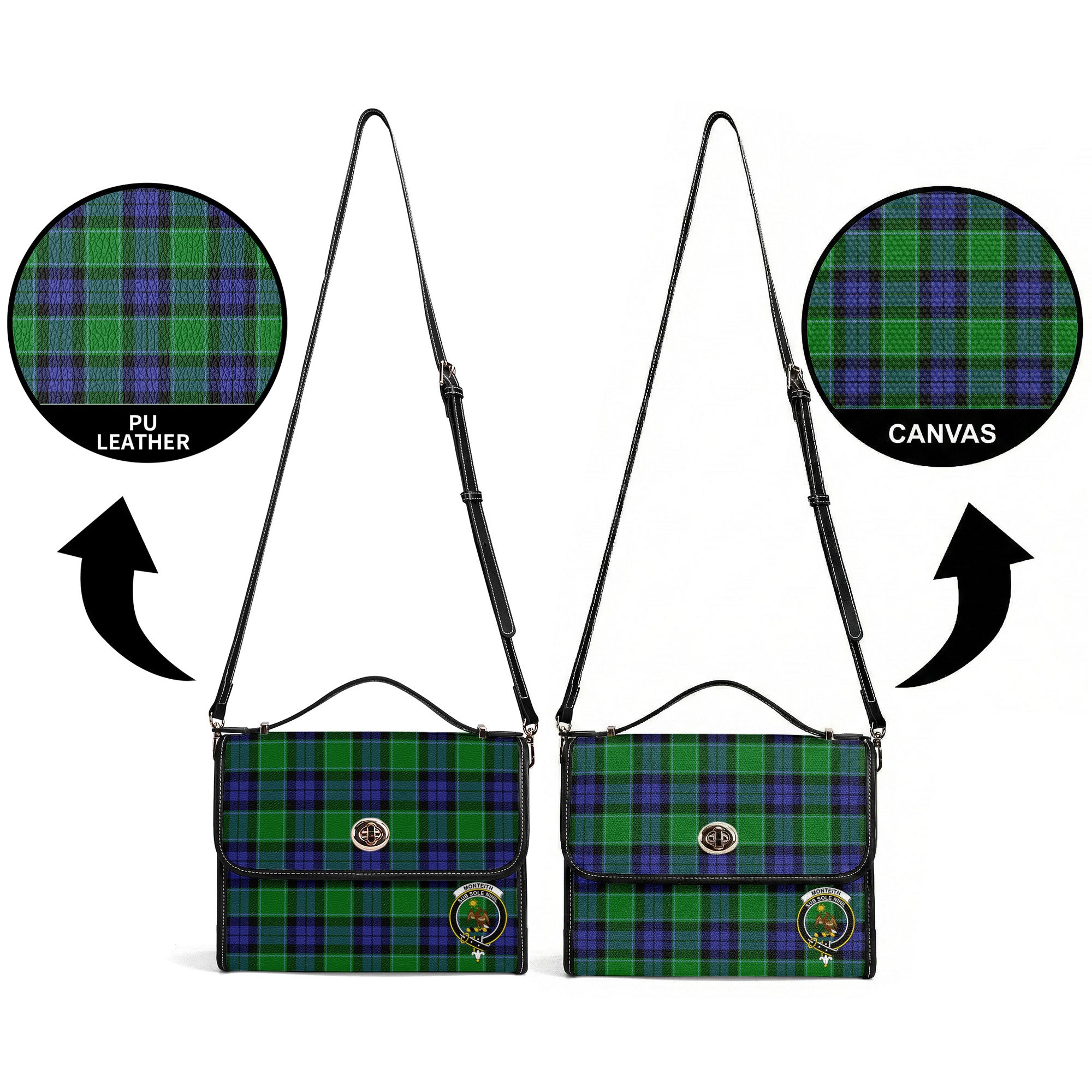 Monteith Tartan Crest Satchel Bag