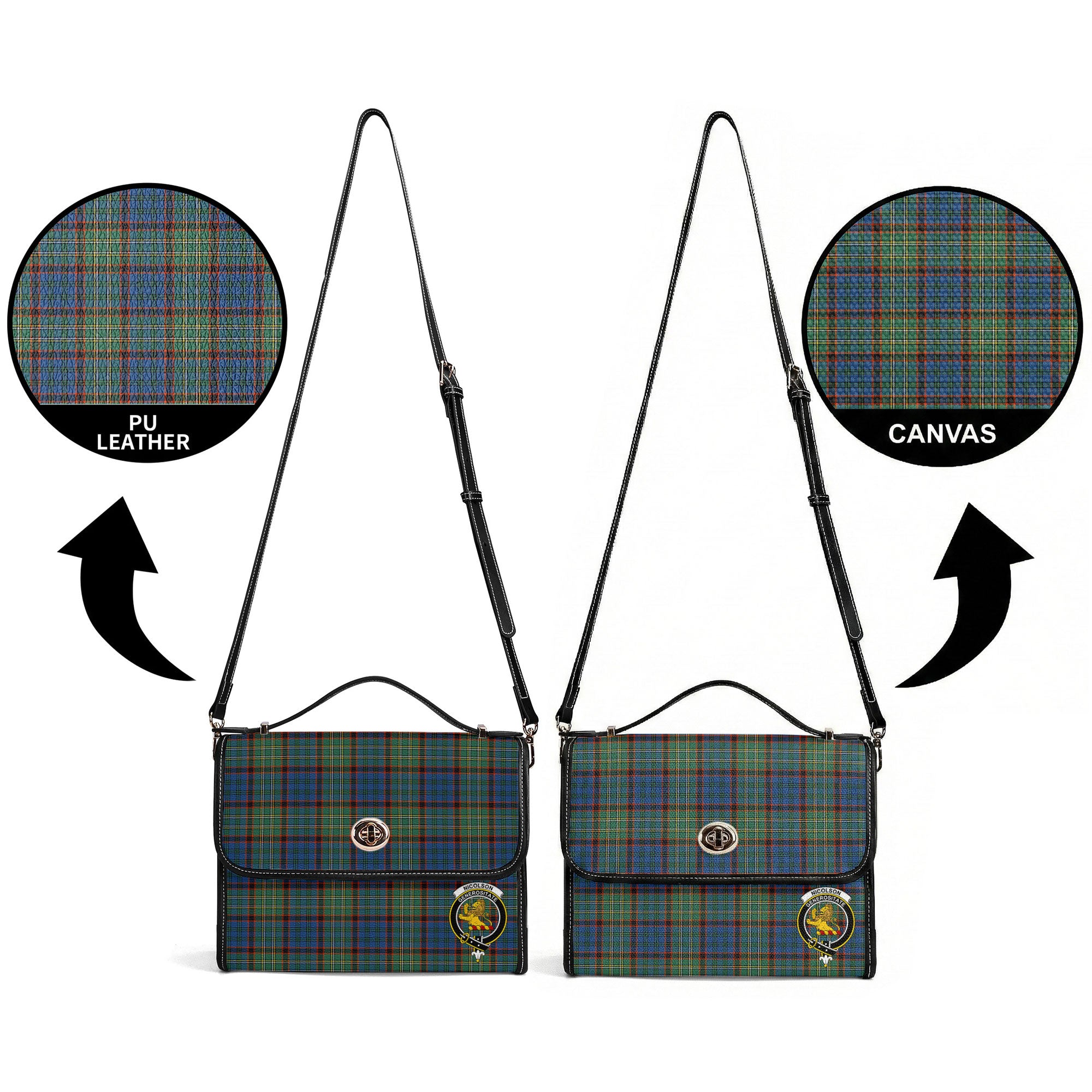 Nicolson Hunting Ancient Tartan Crest Satchel Bag