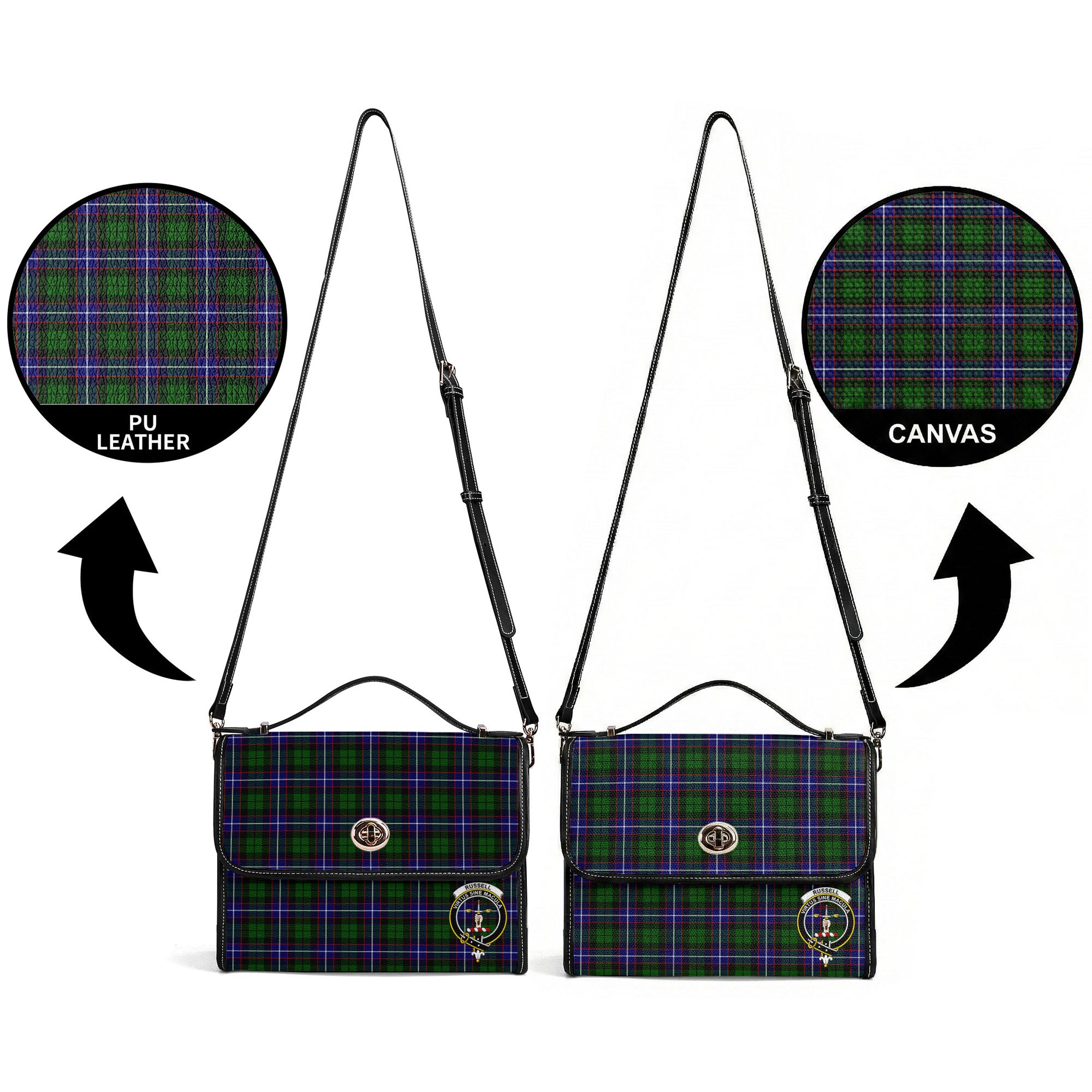 Russell Modern Tartan Crest Satchel Bag