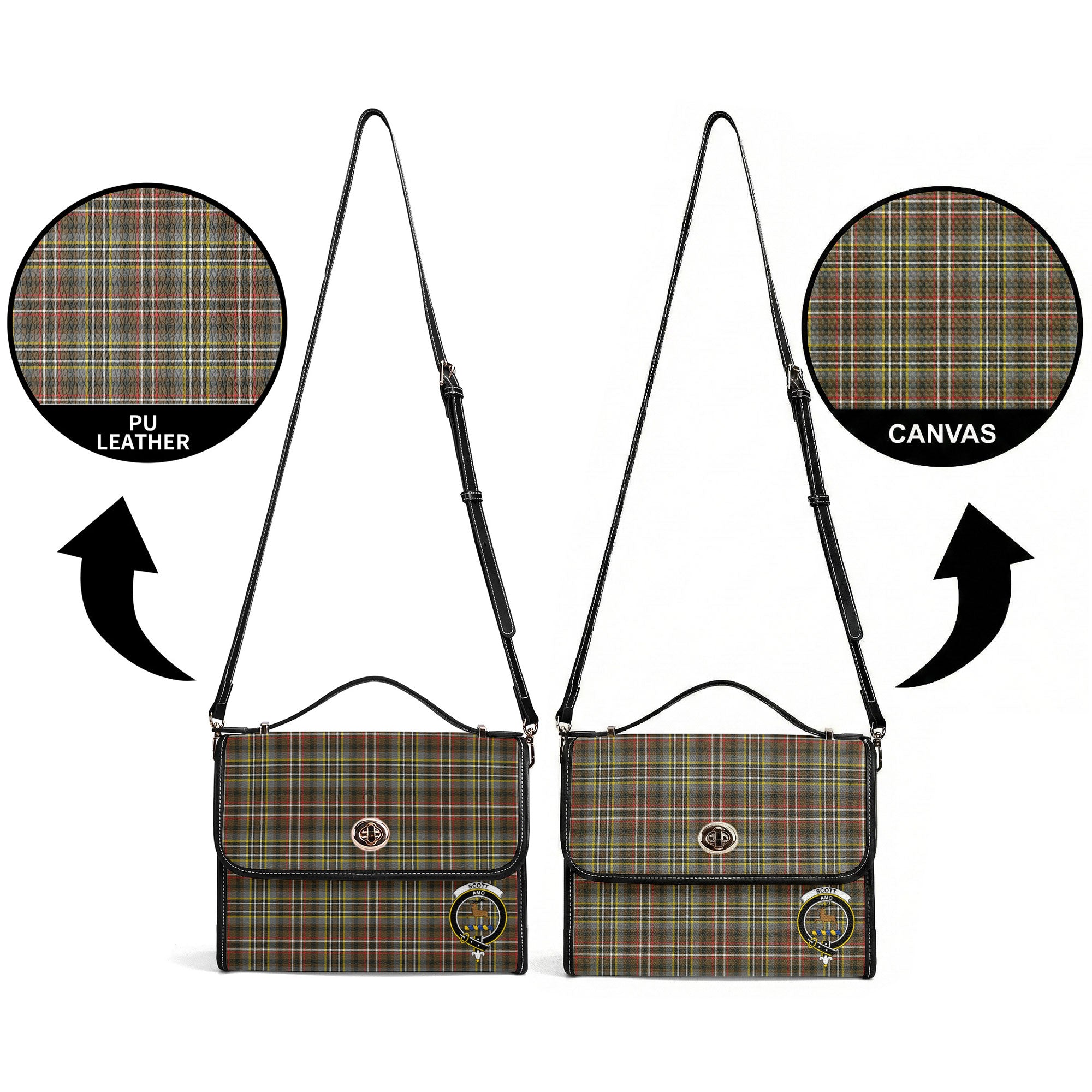 Scott Green Weathered Tartan Crest Satchel Bag