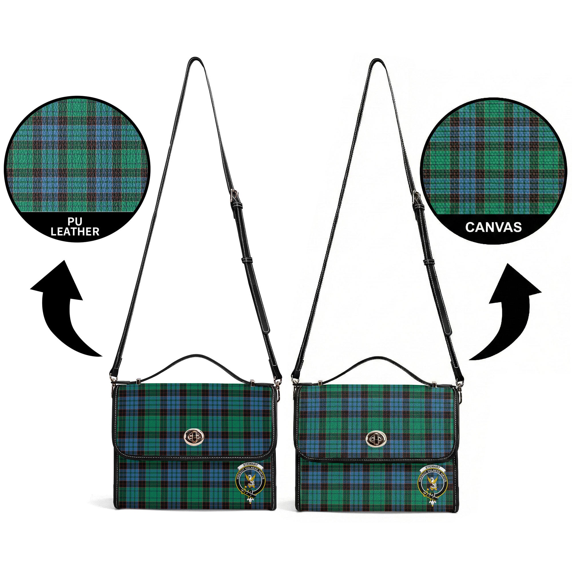 Stewart Old Ancient Tartan Crest Satchel Bag