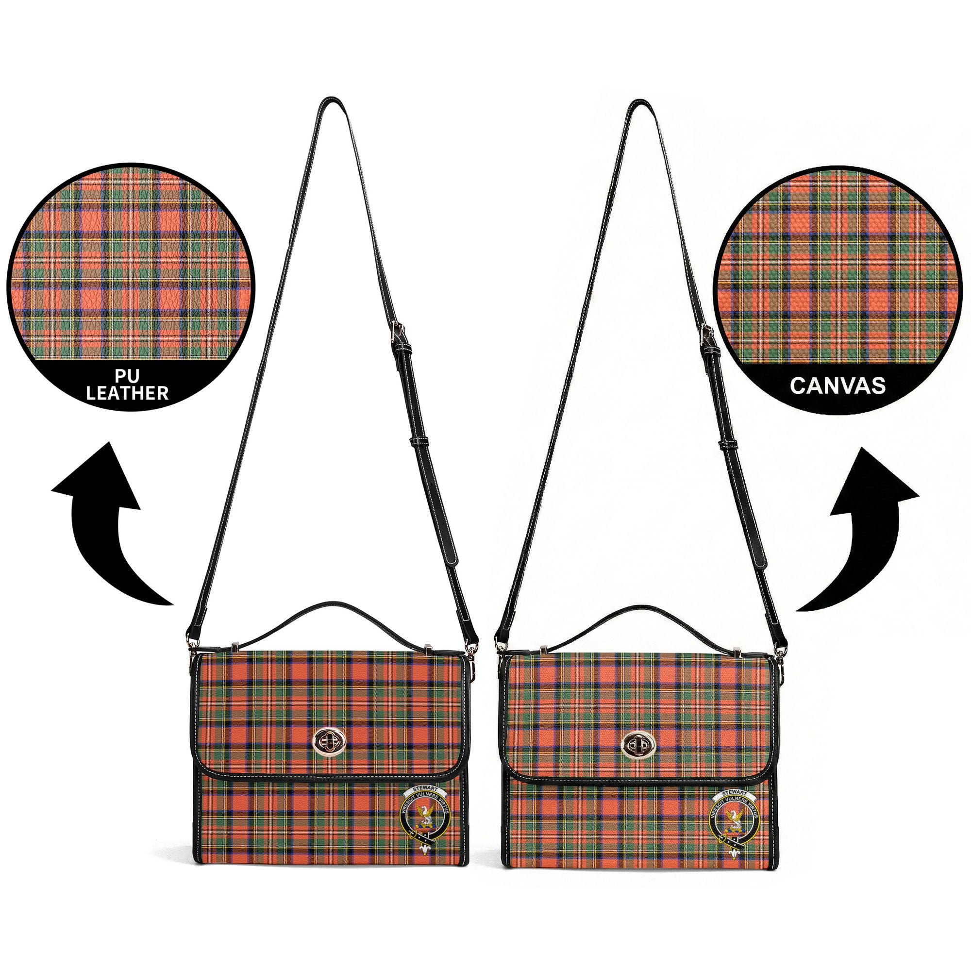 Stewart Royal Ancient Tartan Crest Satchel Bag