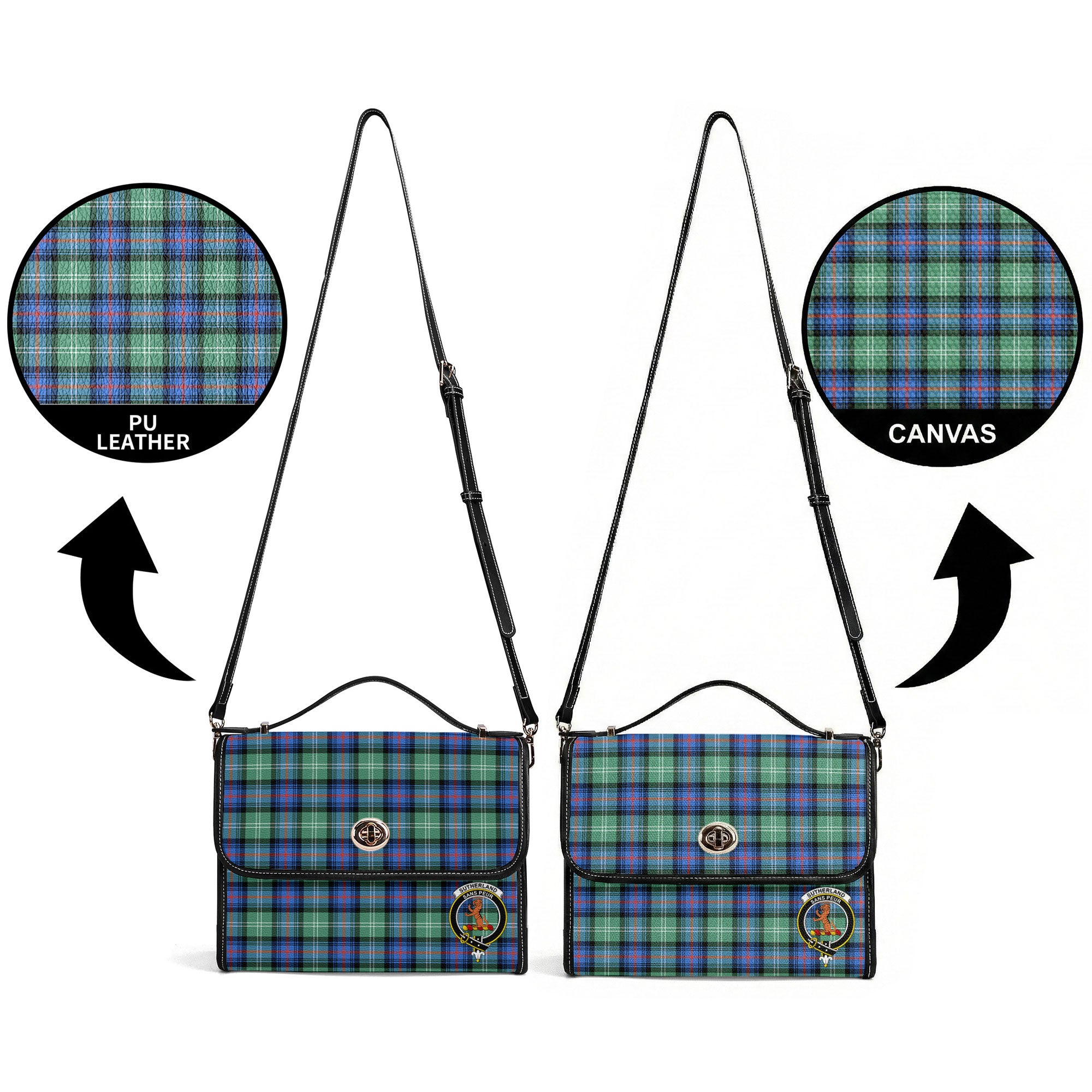 Sutherland Old Ancient Tartan Crest Satchel Bag