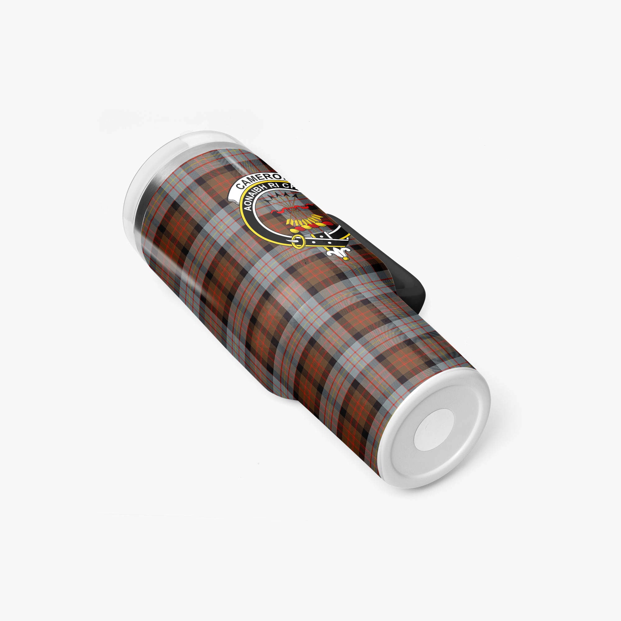 Cameron of Erracht Weathered Tartan Crest 40 oz Insulated Tumbler with Handle