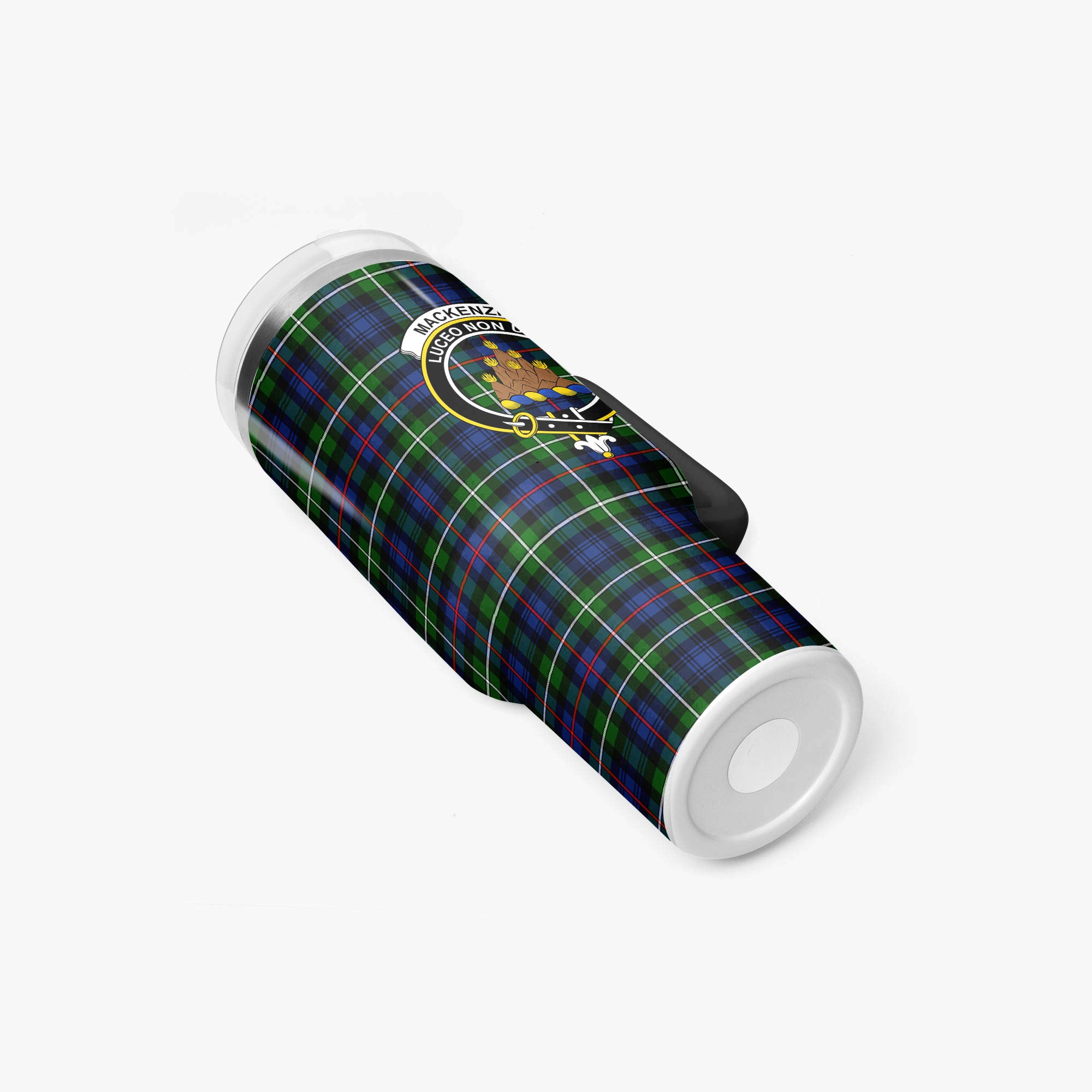 MacKenzie Modern Tartan Crest 40 oz Insulated Tumbler with Handle
