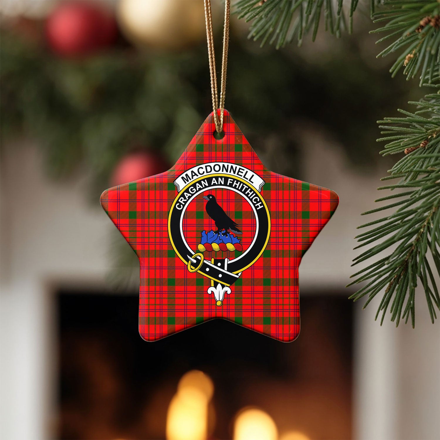 MacDonnell of Keppoch Tartan Crest Christmas Ceramic Ornament