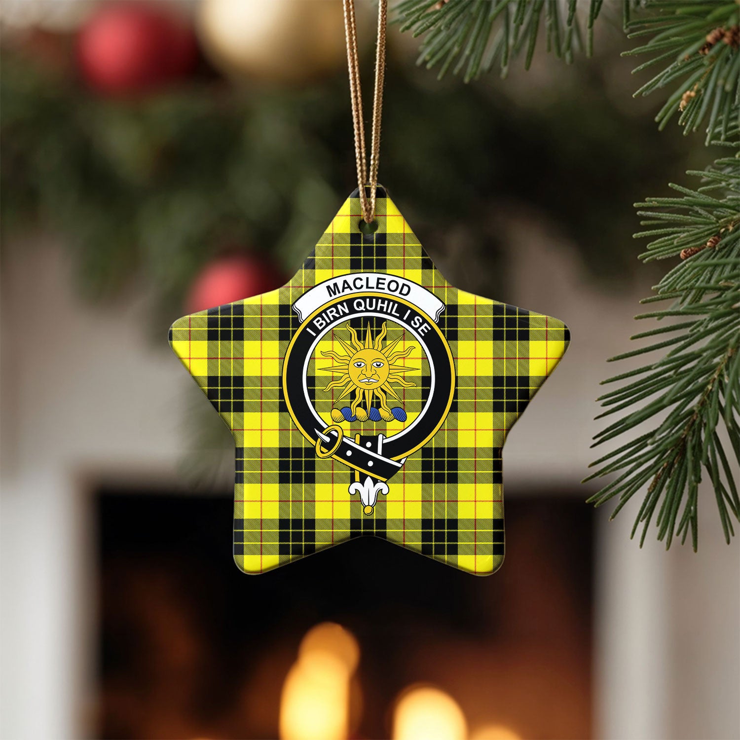 MacLeod of Lewis Modern Tartan Crest Christmas Ceramic Ornament