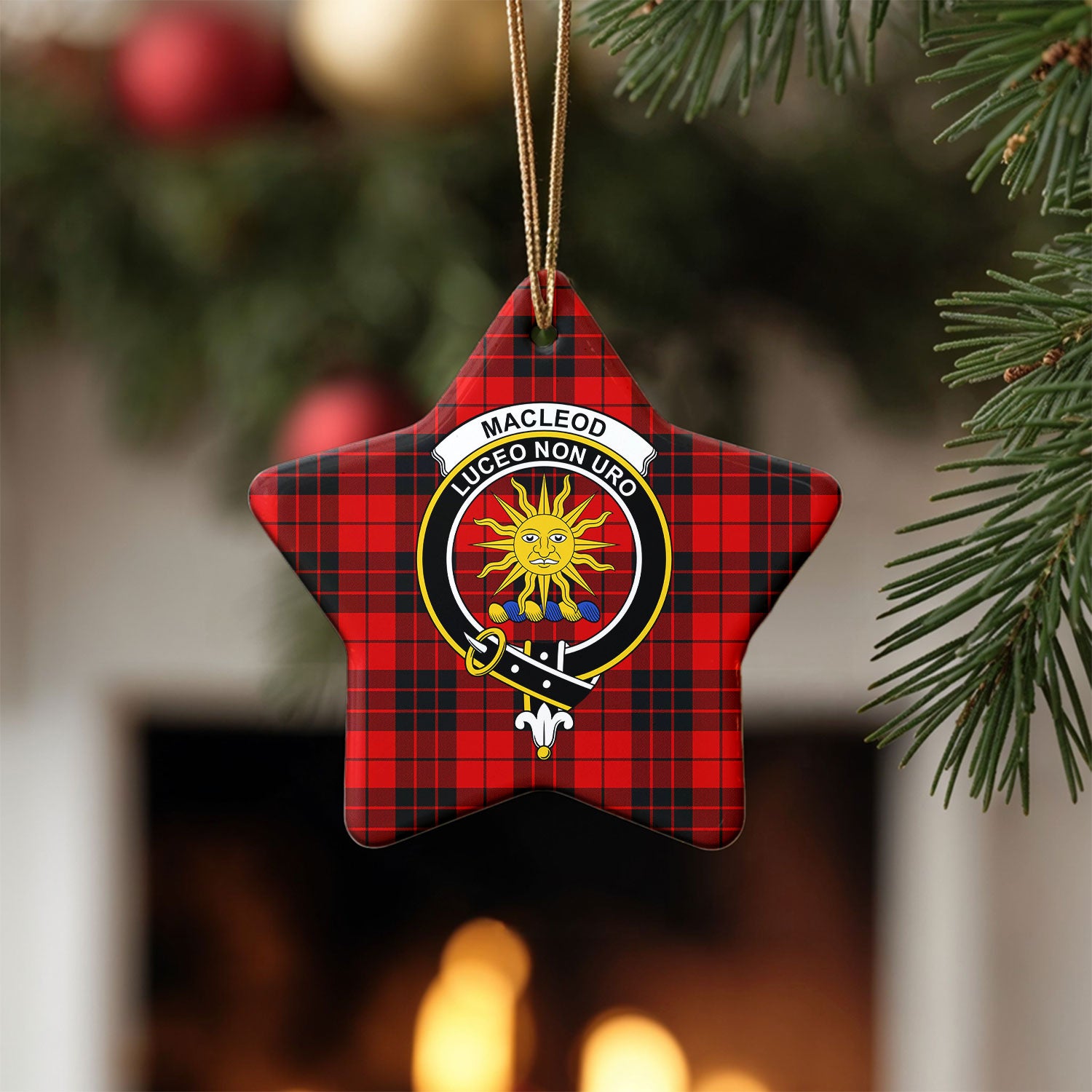MacLeod of Raasay Tartan Crest Christmas Ceramic Ornament
