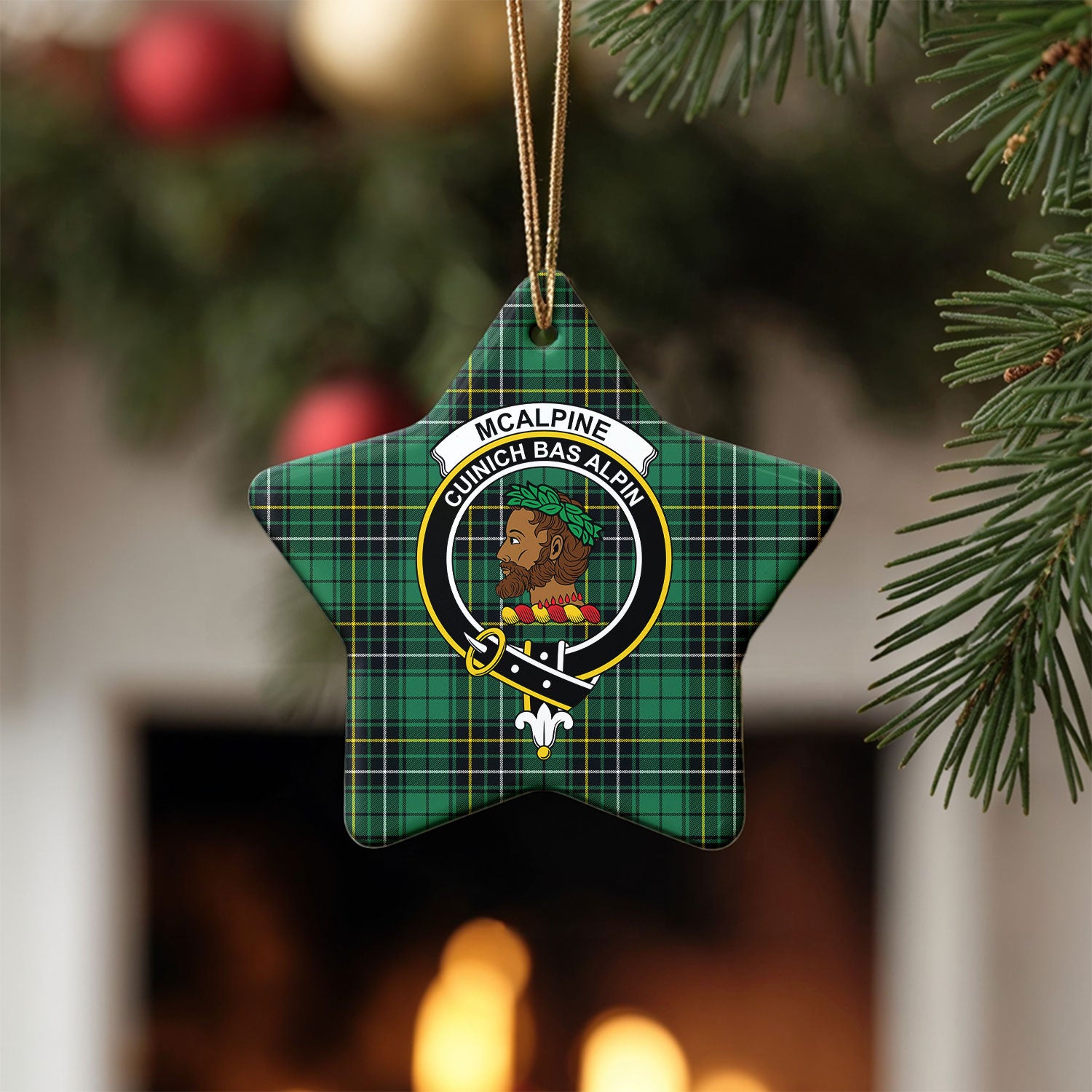 McAlpine Ancient Tartan Crest Christmas Ceramic Ornament