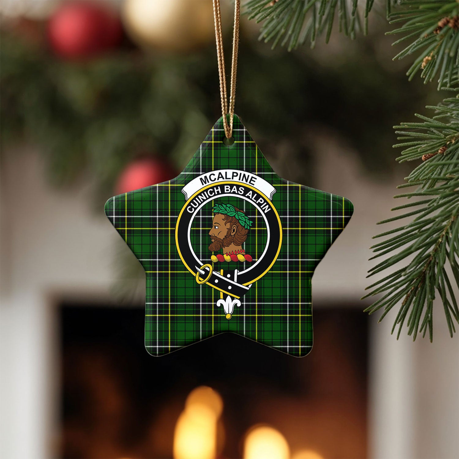 McAlpine Modern Tartan Crest Christmas Ceramic Ornament