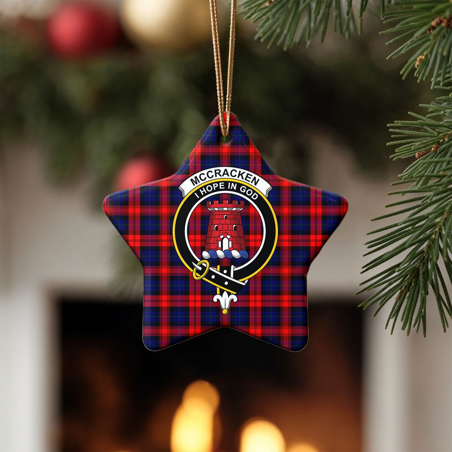 McCracken Tartan Crest Christmas Ceramic Ornament